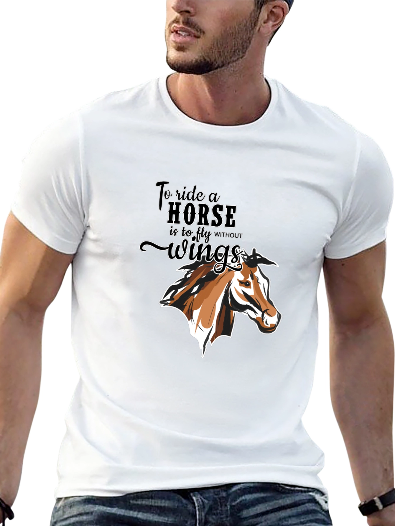 Black Horse T-Shirt: To Ride A Horse is to Fly view 13