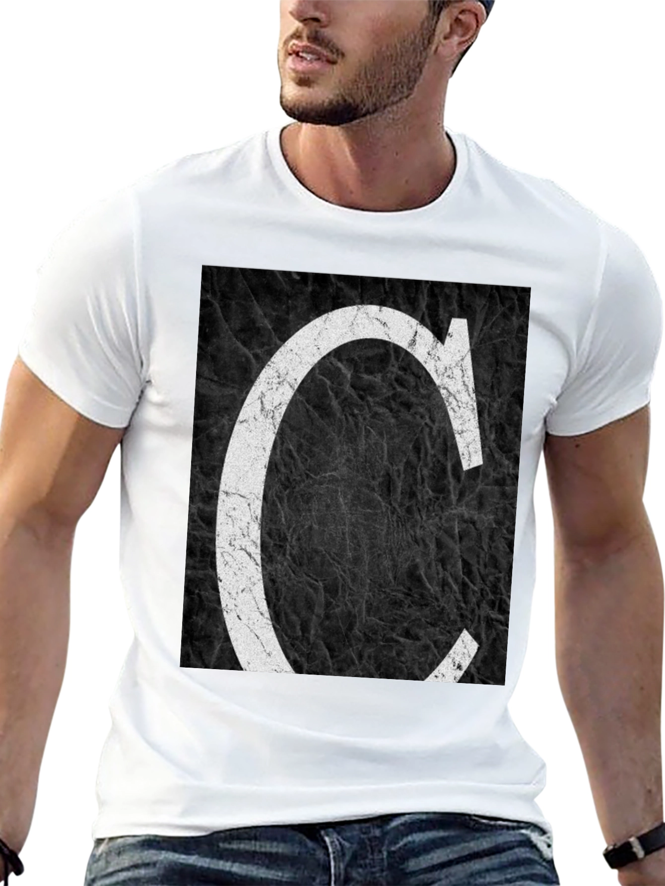 Black Letter C Graphic Tee - Distressed Print view 13