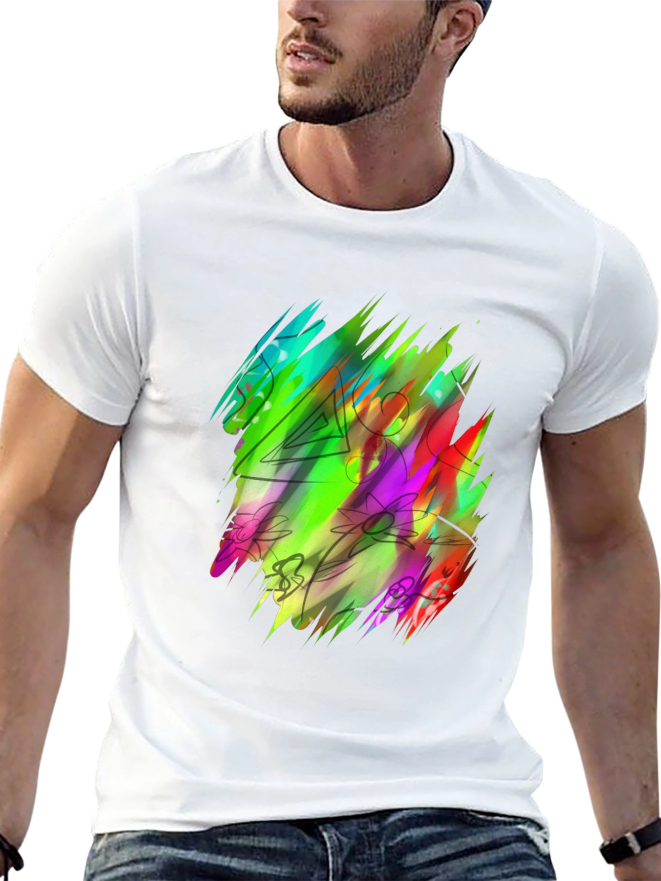 Black Vibrant Abstract Art Black T-Shirt view 13