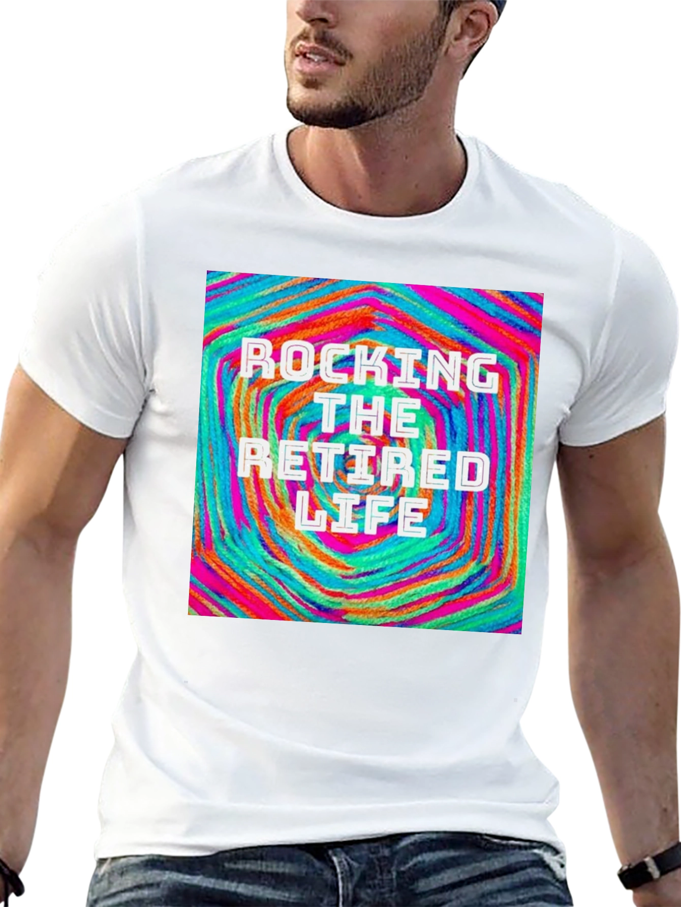 Black Rocking The Retired Life T-Shirt - Colorful Design view 13