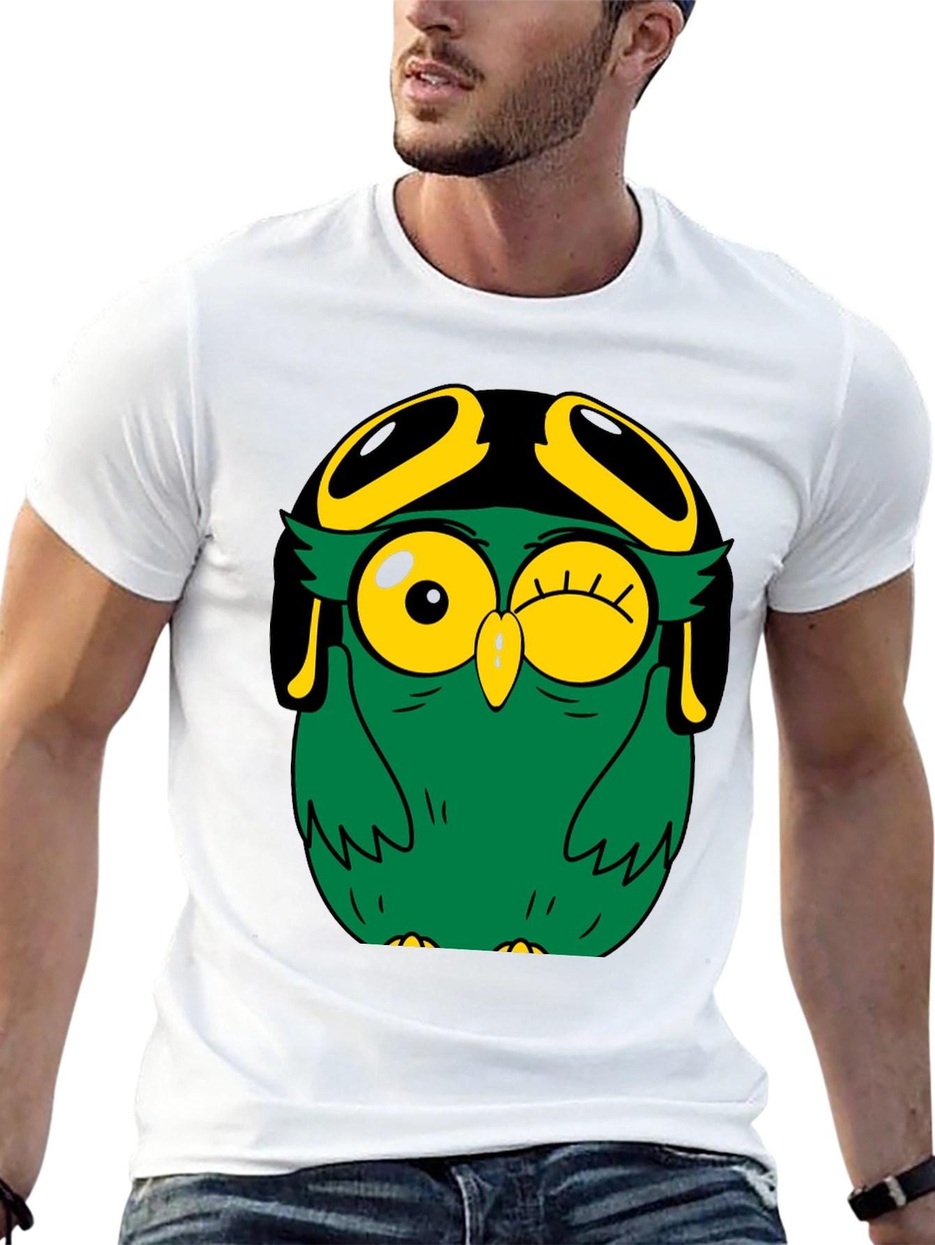 Black Pilot Owl Graphic Tee - Black Cotton Blend view 13