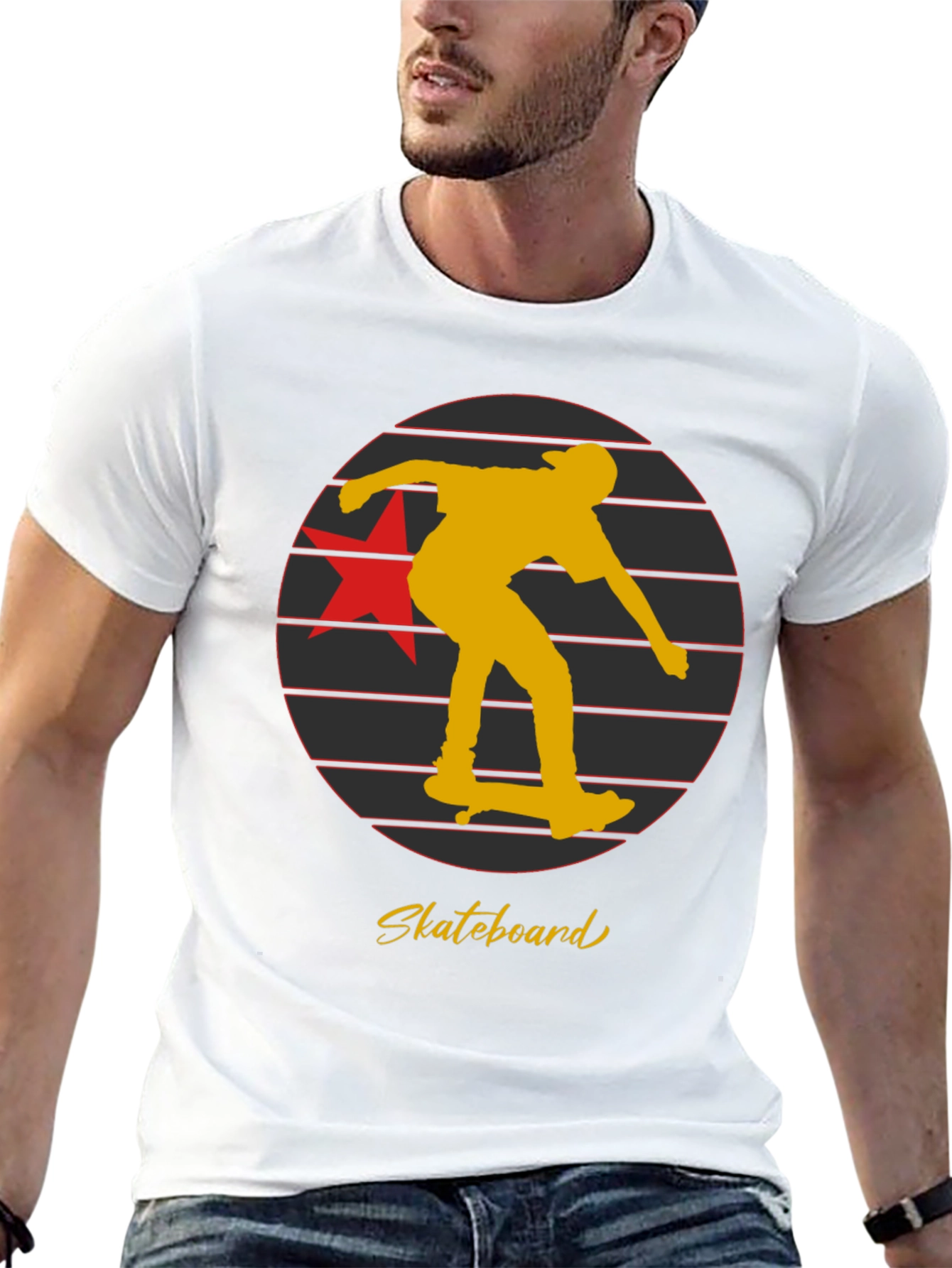 Black Skateboard Retro Graphic T-Shirt view 13