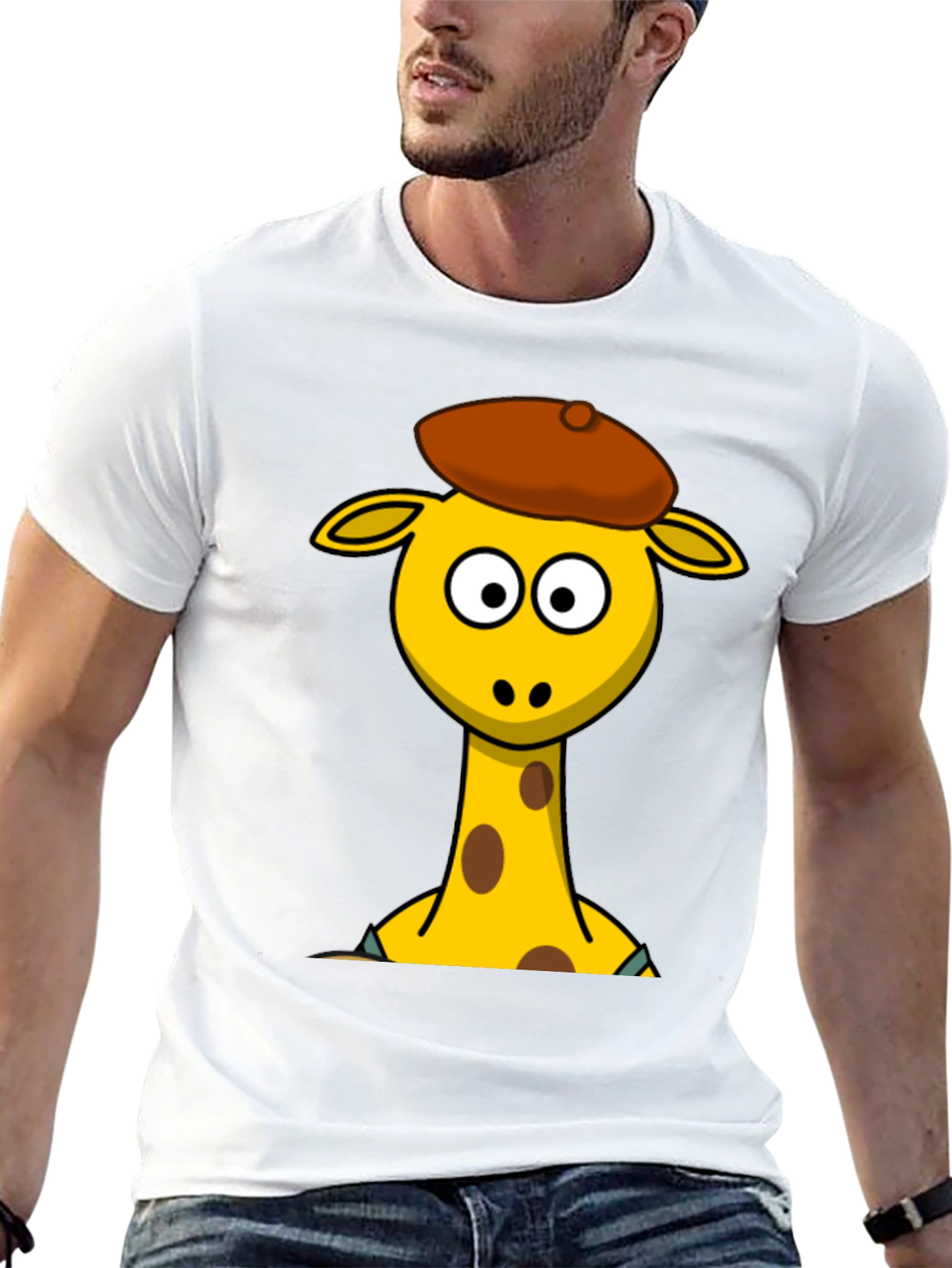 Black Cartoon Giraffe T-Shirt - Quirky Graphic Tee view 13