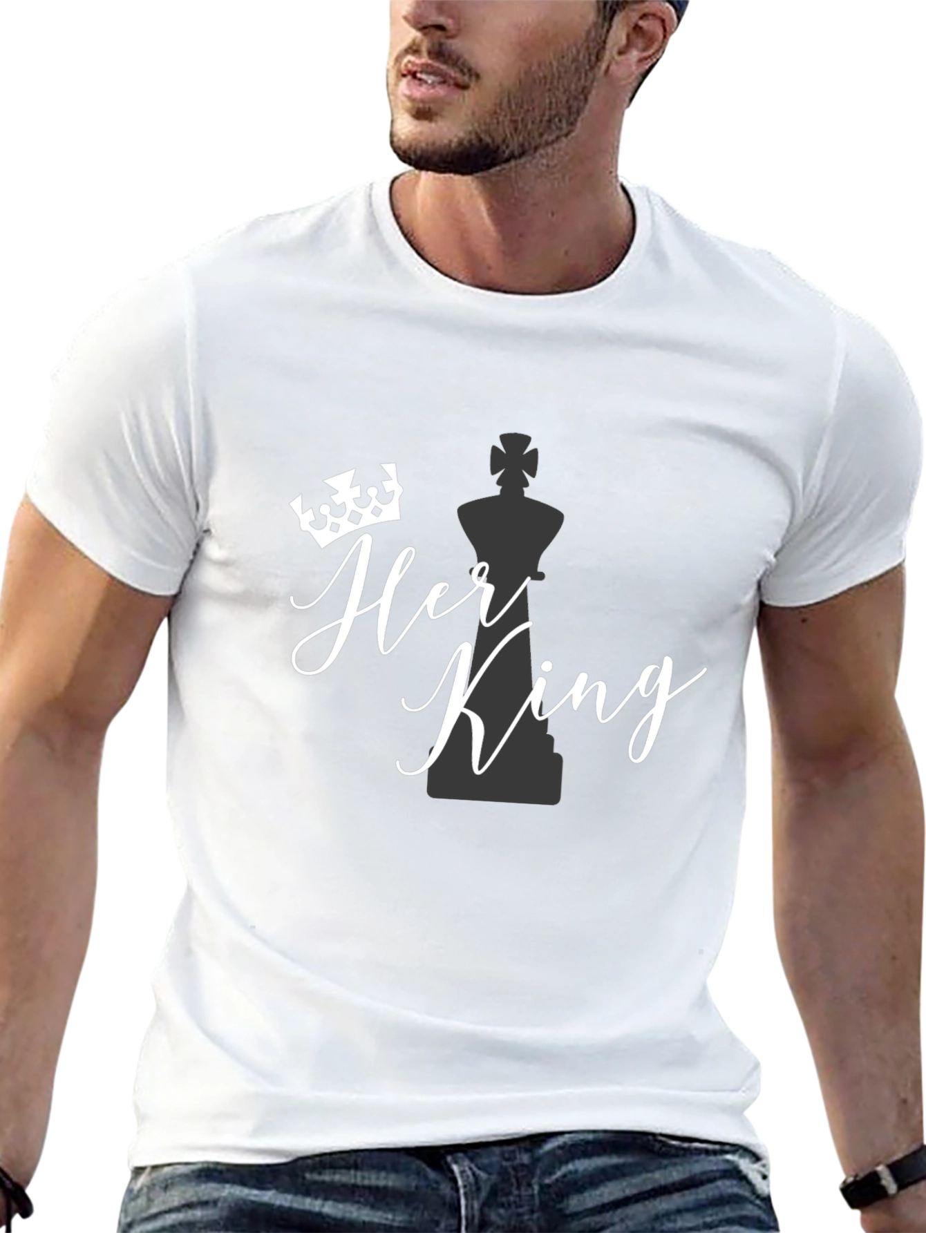 Black Her King Graphic T-Shirt - Novelty Tee for Couples view 13