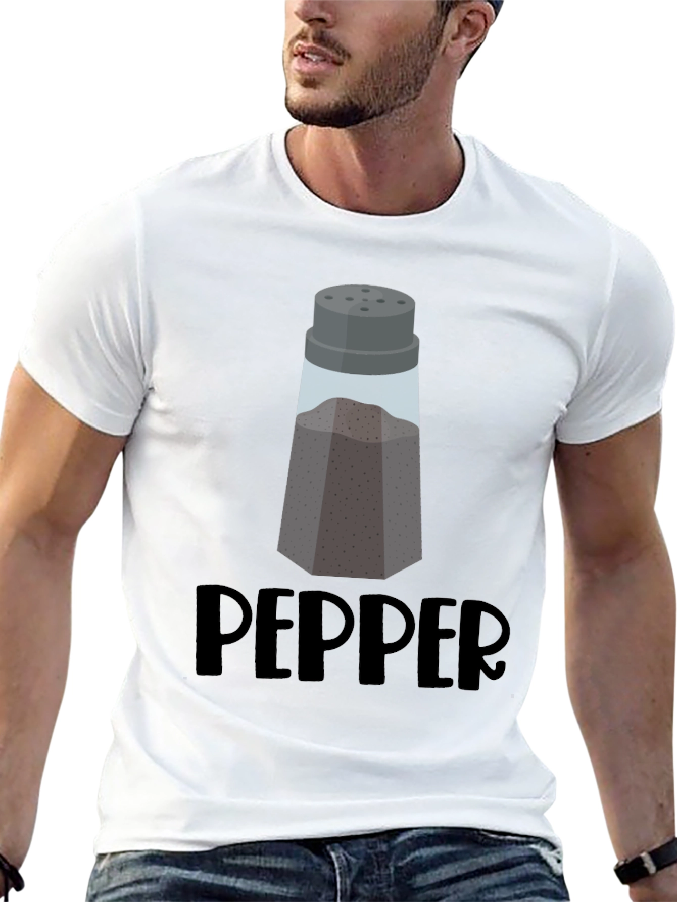 Black Men's Black Pepper Shaker Graphic T-Shirt view 13