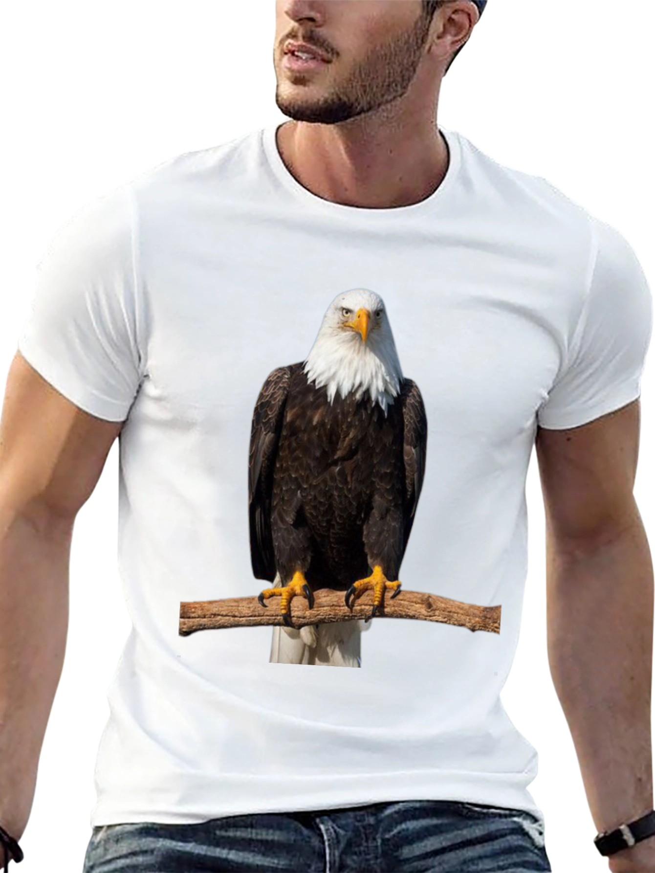 Black Eagle Print Black T-Shirt view 13