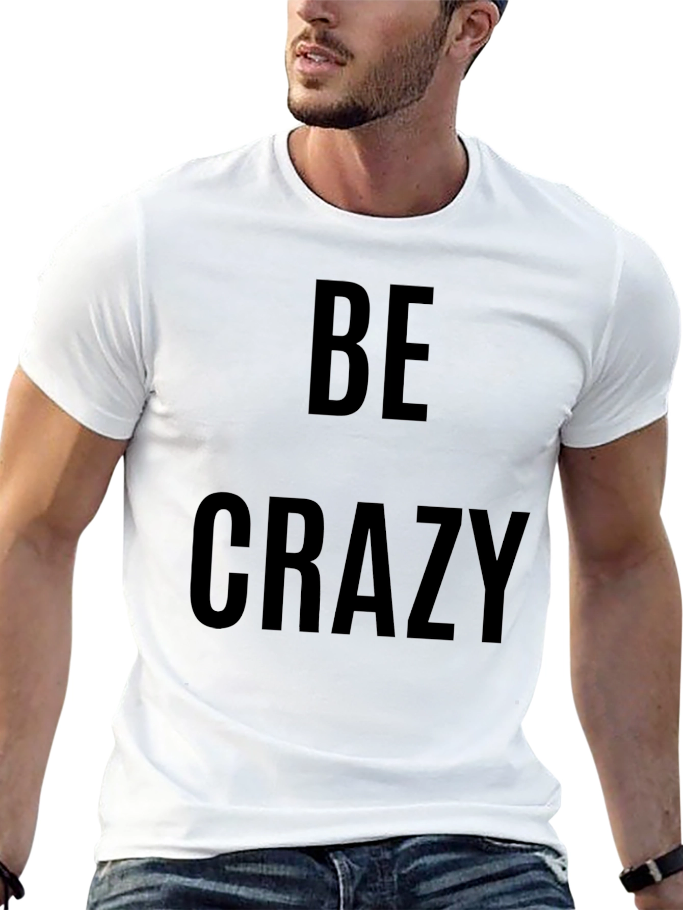 Black Be Crazy Graphic Tee - Trendy Crew Neck T-Shirt view 13