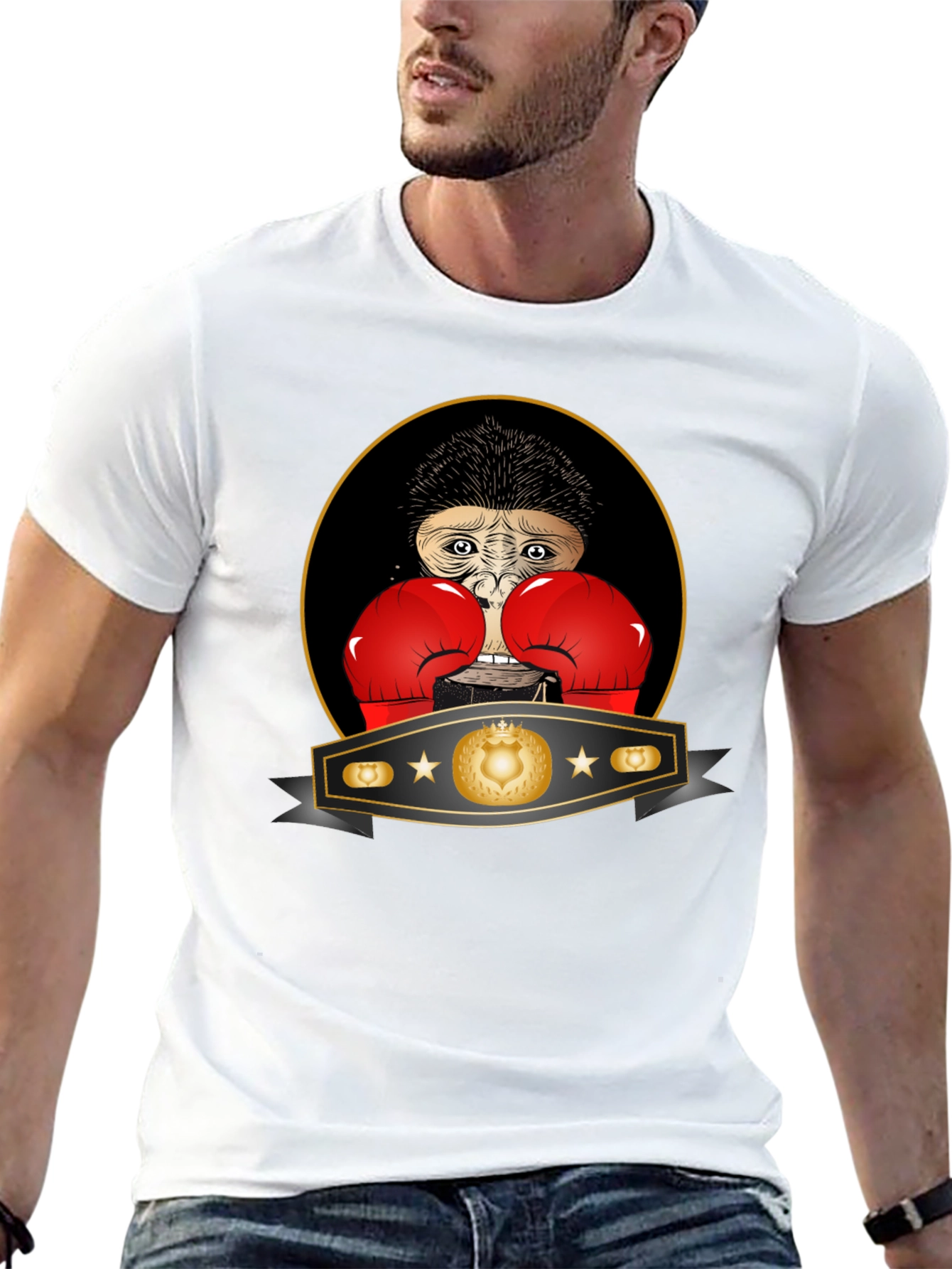 Black Boxing Monkey T-Shirt: Champion Style, Funny Graphic Tee view 13