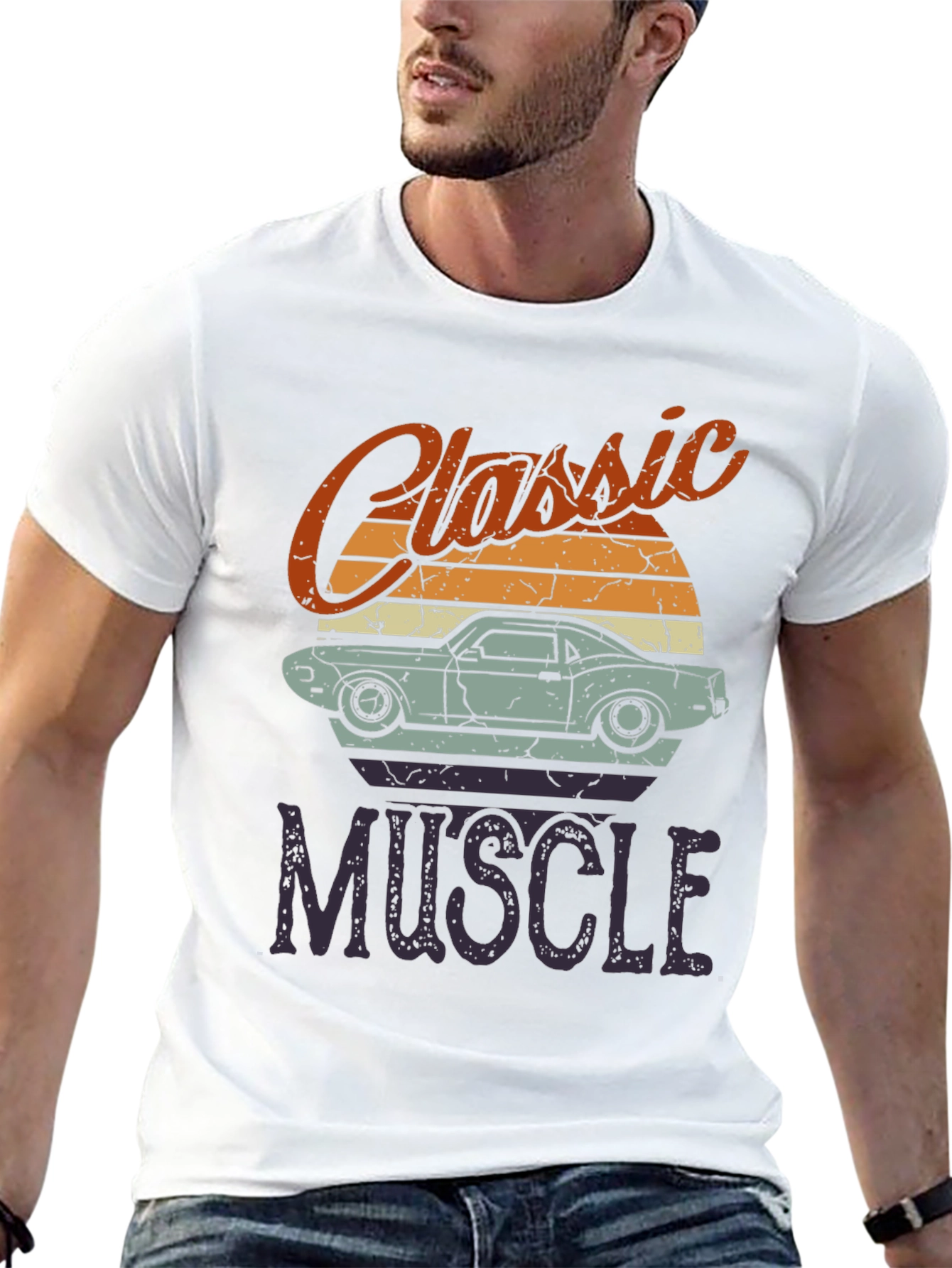 Black Classic Muscle Car Graphic T-Shirt view 13