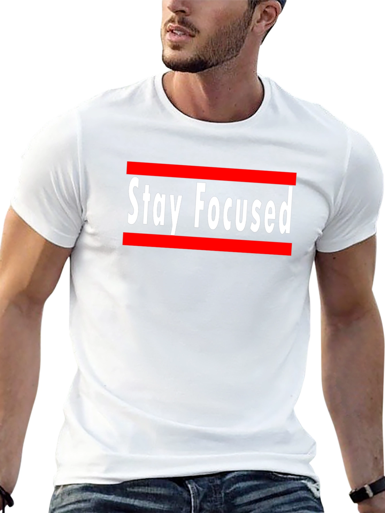 Black Stay Focused Graphic Print Crew Neck T-Shirt view 13