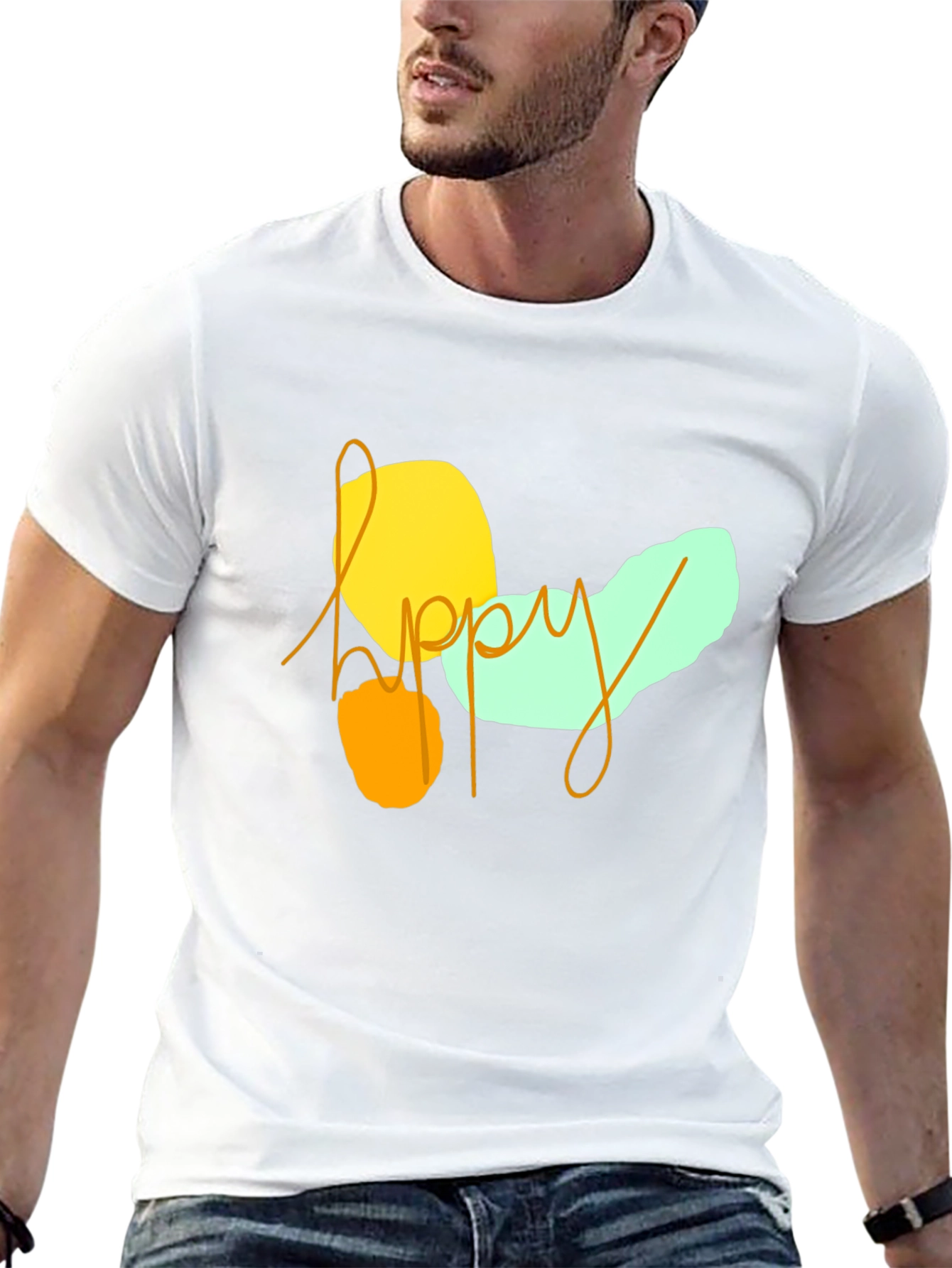 Black Happy Graphic Print Black T-Shirt view 13
