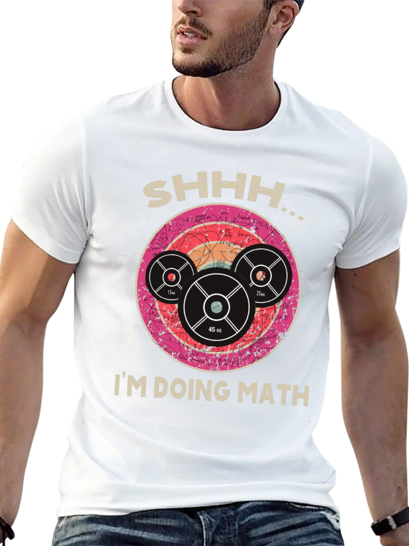 Black Shhh I'm Doing Math Gym Weightlifting T-Shirt view 13