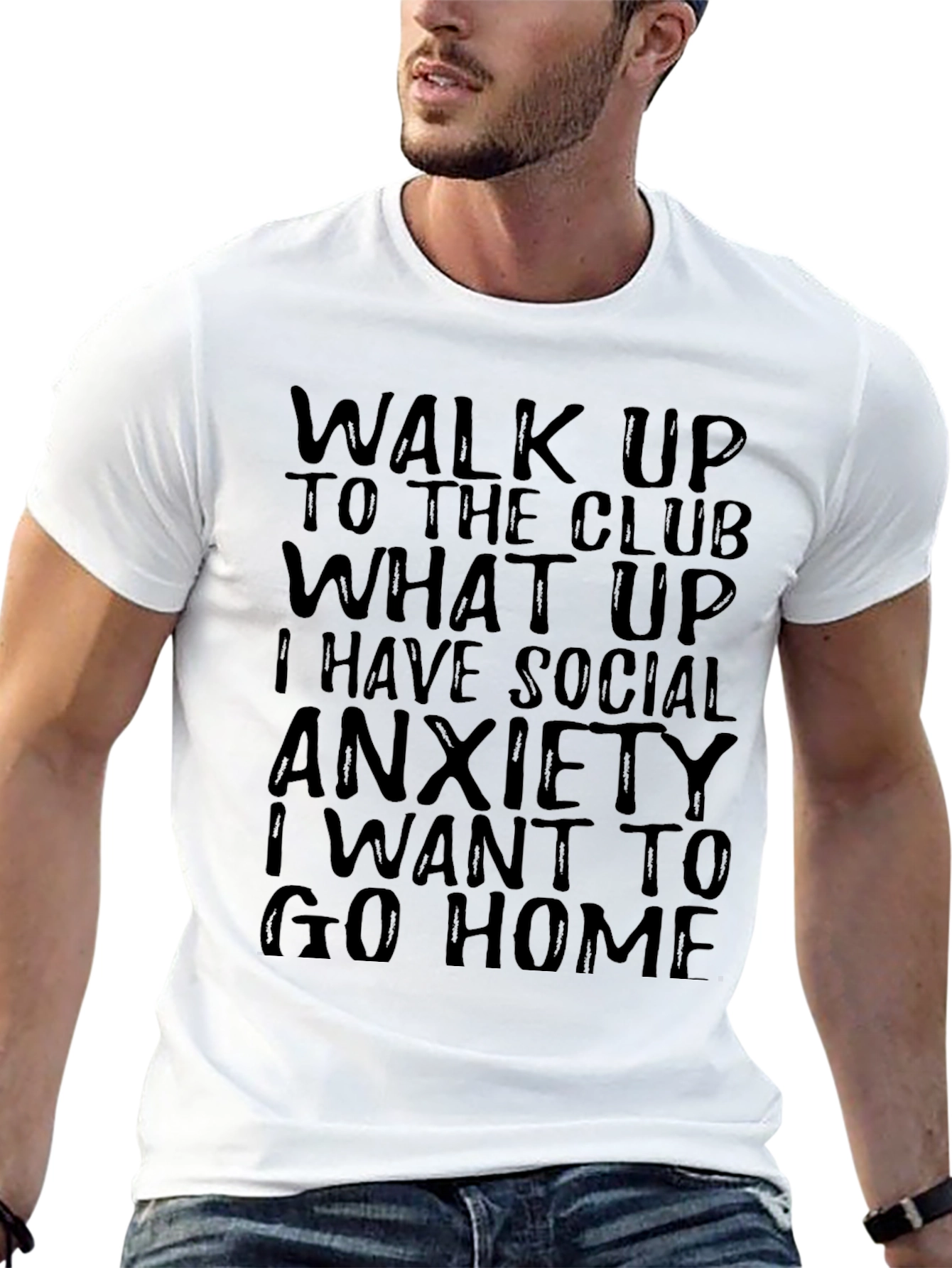 Black Social Anxiety Graphic Tee - Black Crewneck view 13