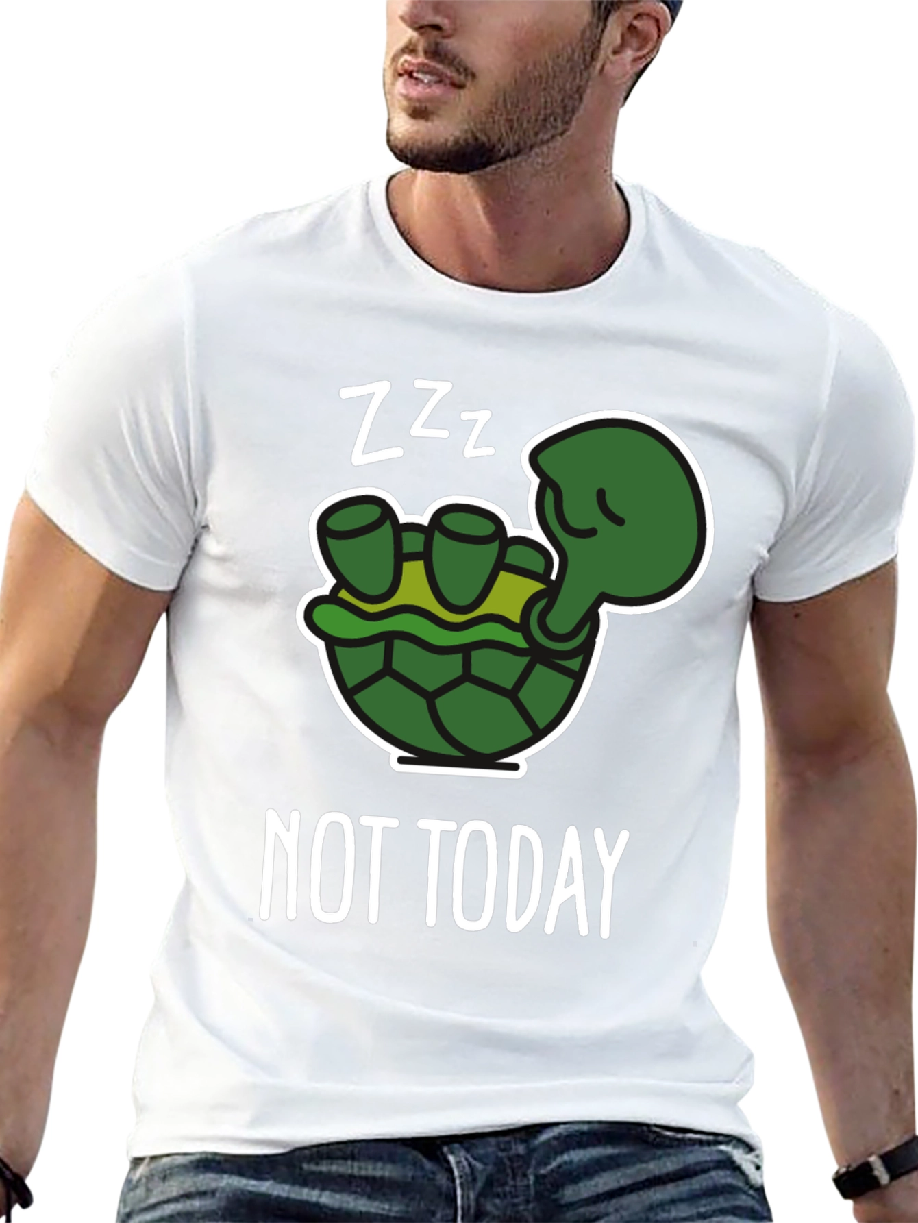 Black Funny Turtle "Not Today" Graphic T-Shirt view 13