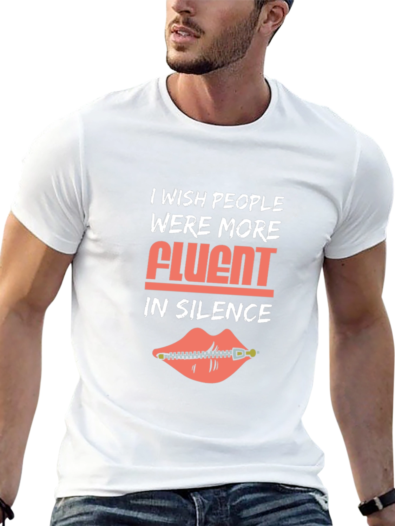 Black Funny Silence T-Shirt: I Wish People Were More Fluent view 13