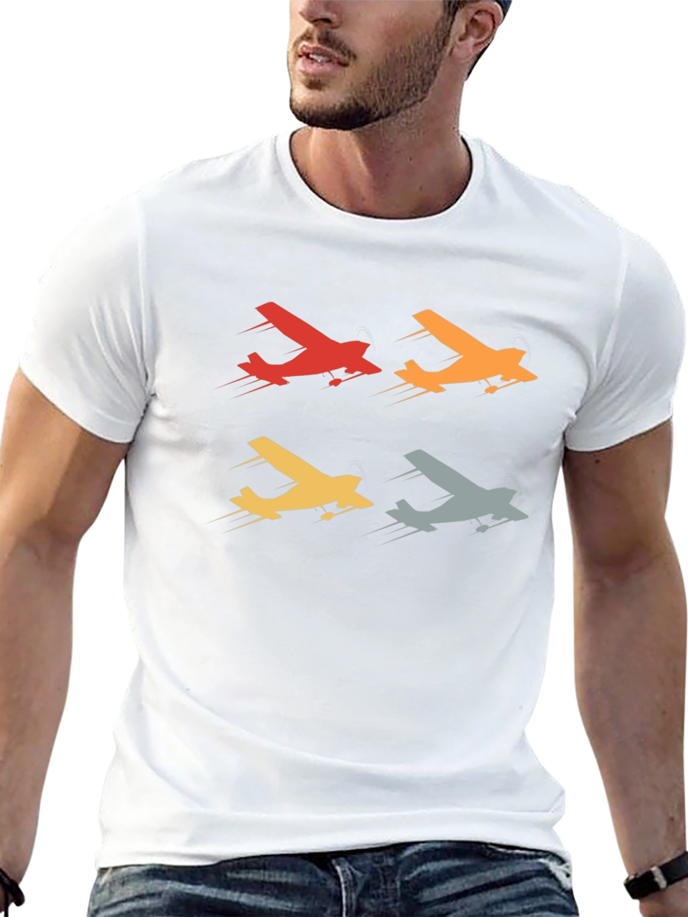 Black Retro Airplane T-Shirt - Vintage Aviation Design view 13