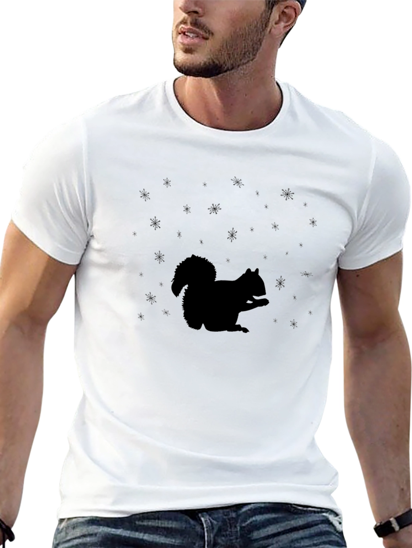 Black Squirrel Silhouette T-Shirt - Black Graphic Tee view 13