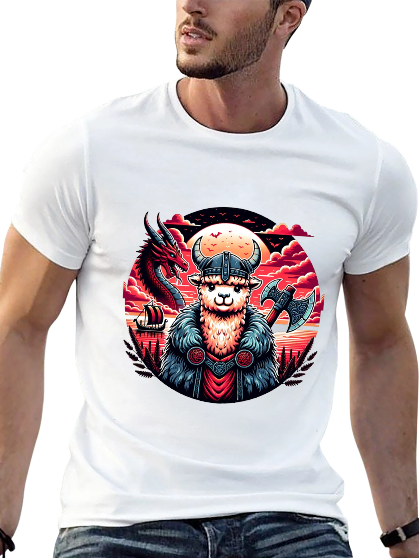 Black Viking Alpaca Graphic Tee view 13