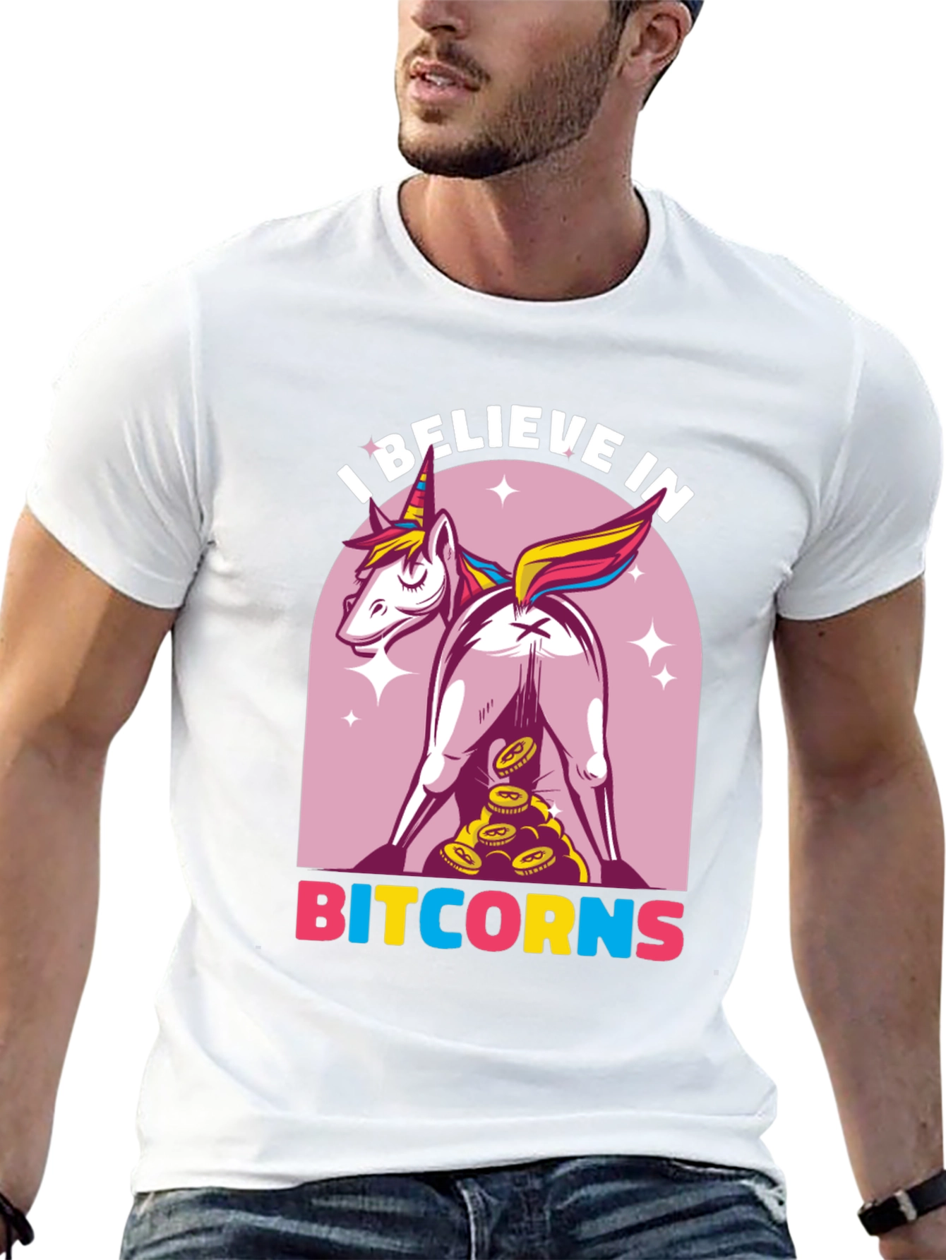Black Bitcoin Unicorn T-Shirt - Crypto Humor Tee view 13