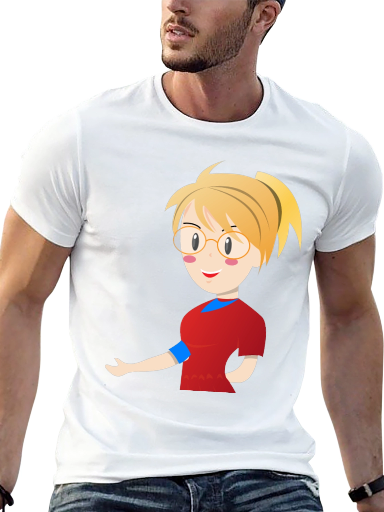 Black Cartoon Girl Black T-Shirt view 13