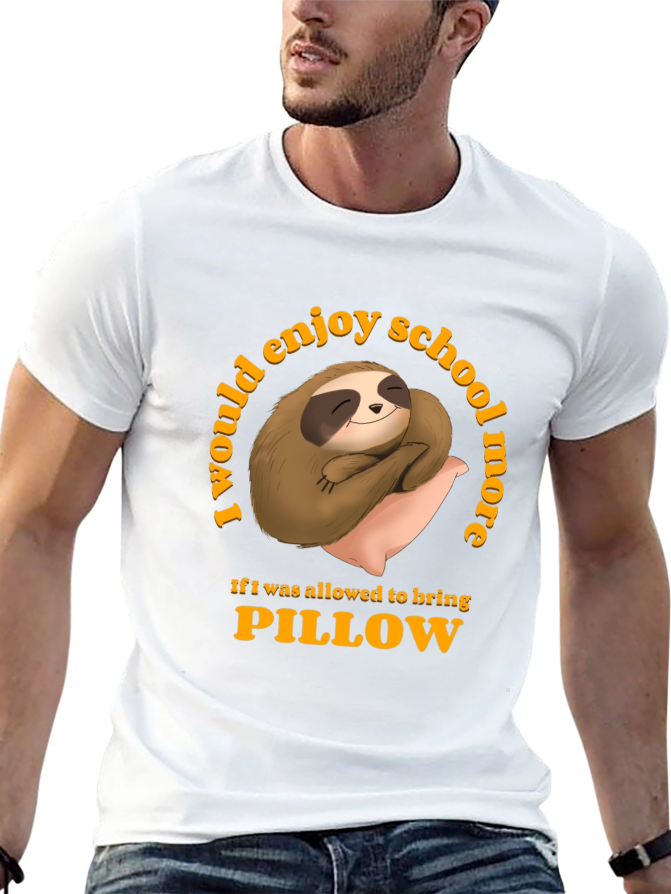 Black Sloth Pillow T-Shirt - School Nap Time Tee view 13