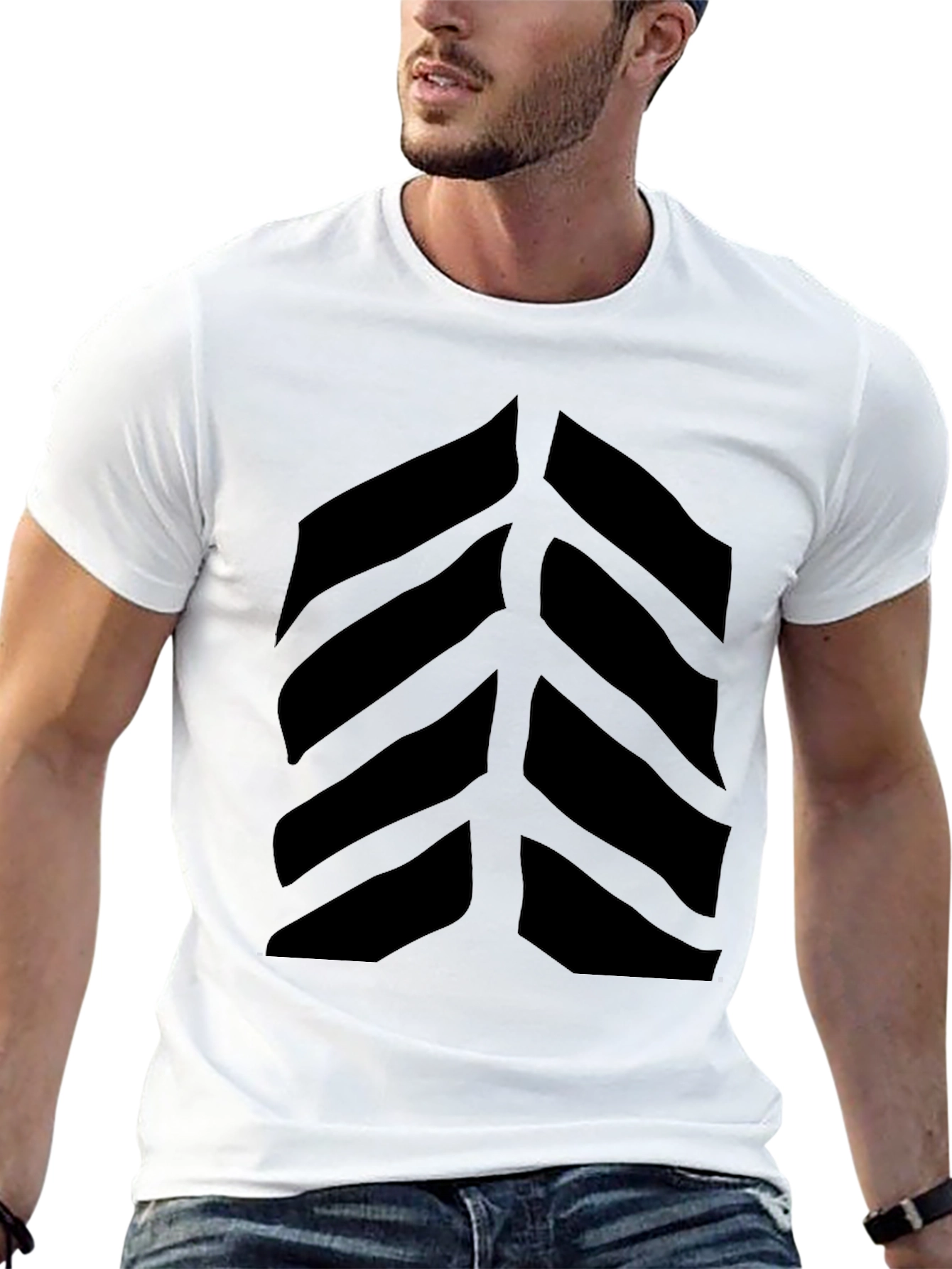 Black Graphic Tee - Abstract Leaf Design view 13