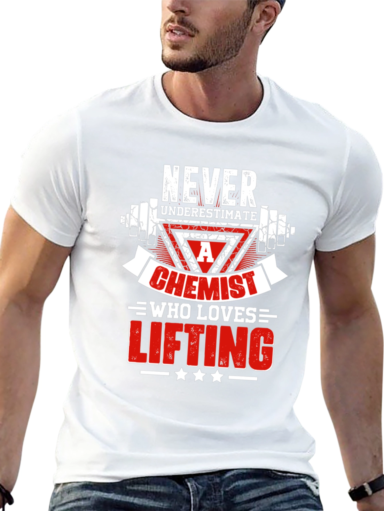 Black Chemist Who Loves Lifting Black T-Shirt view 13