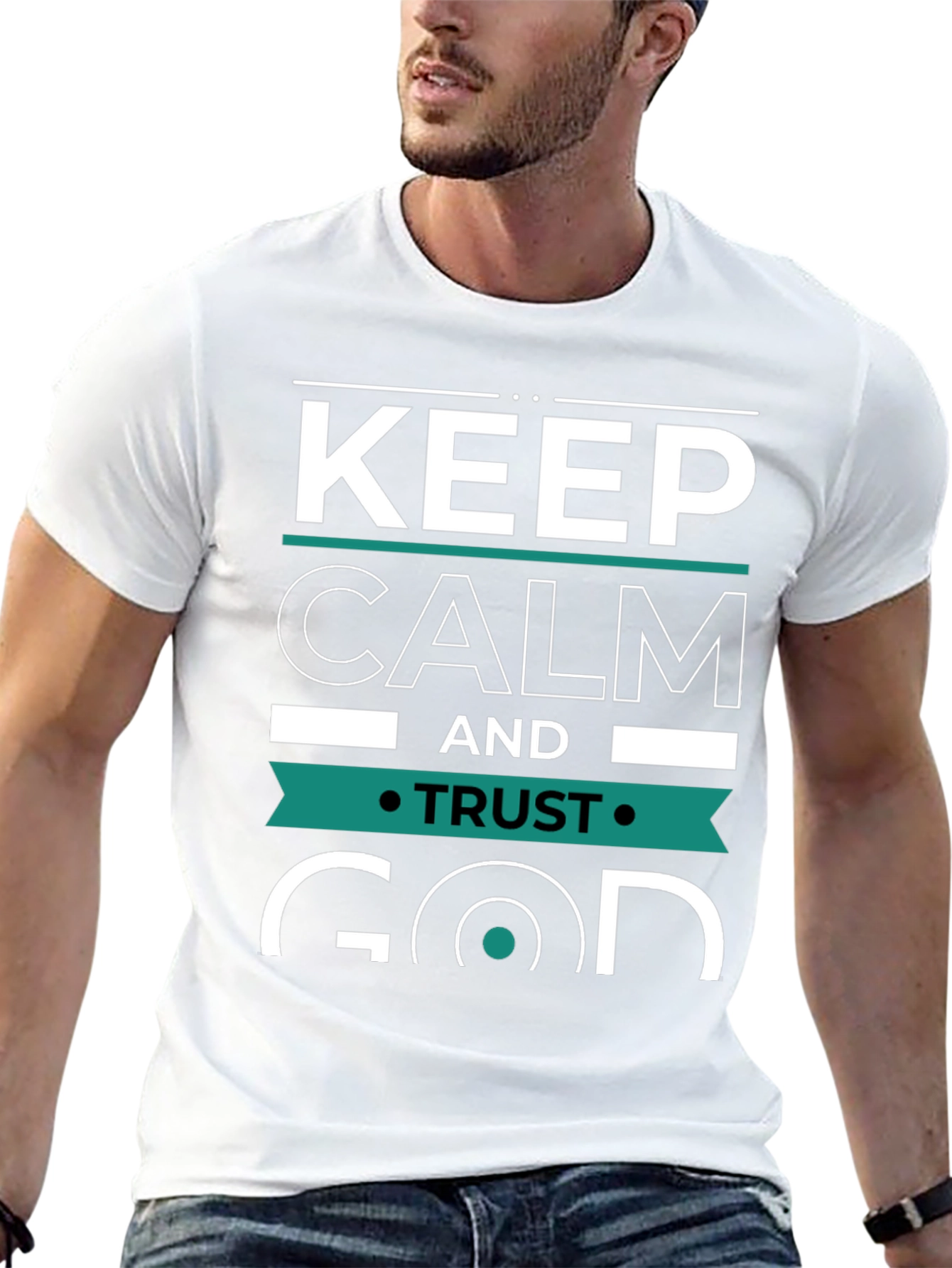 Black Keep Calm and Trust God Graphic Tee - Black view 13