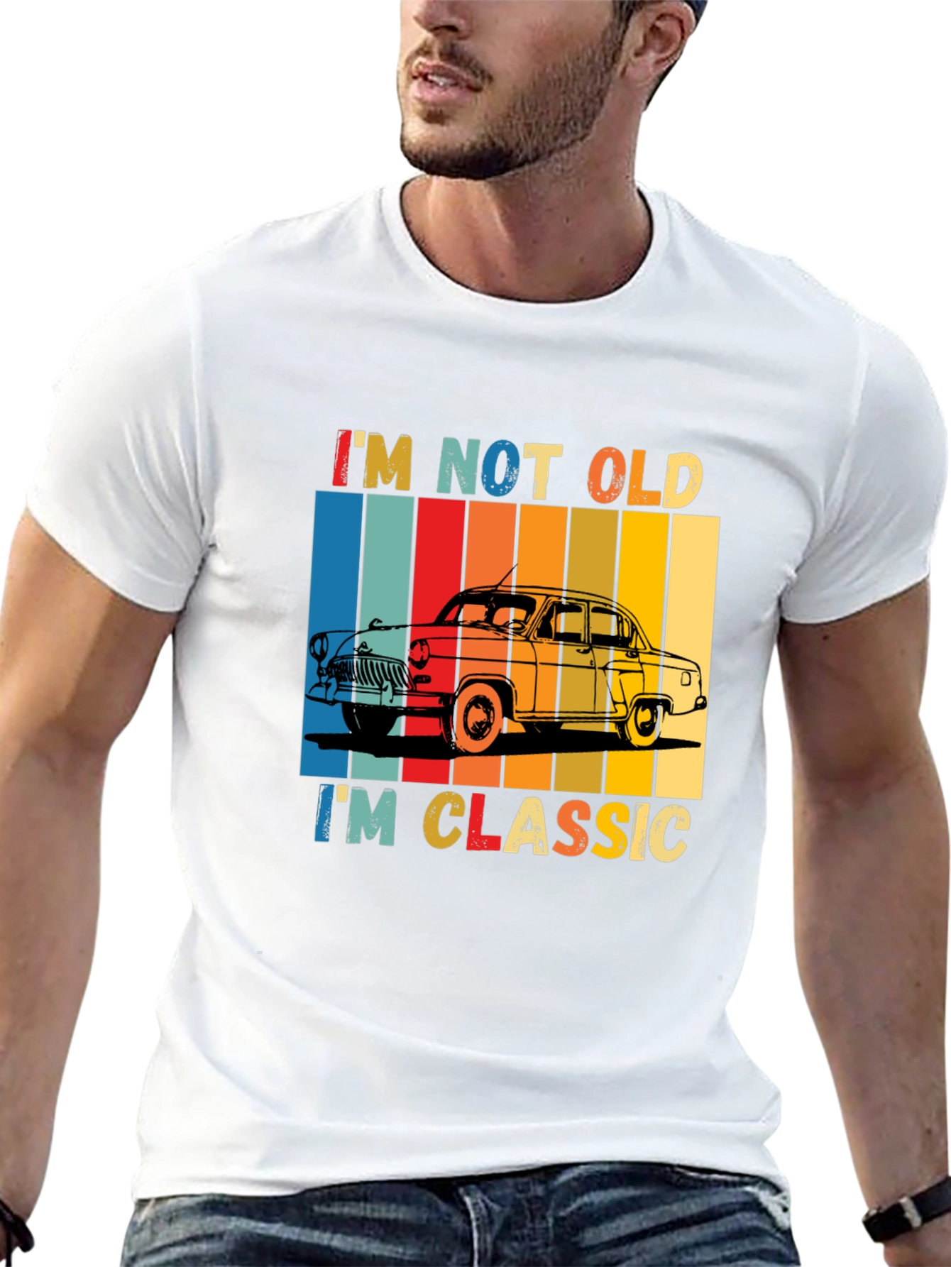 Black Classic Car T-Shirt - "I'm Not Old, I'm Classic" view 13