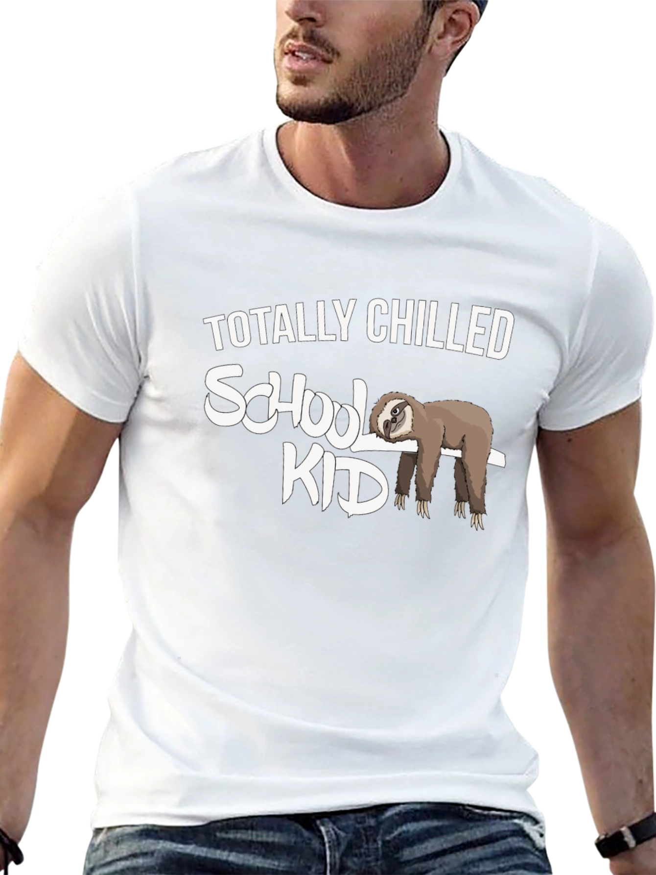Black Totally Chilled Sloth School Kid Graphic Tee view 13