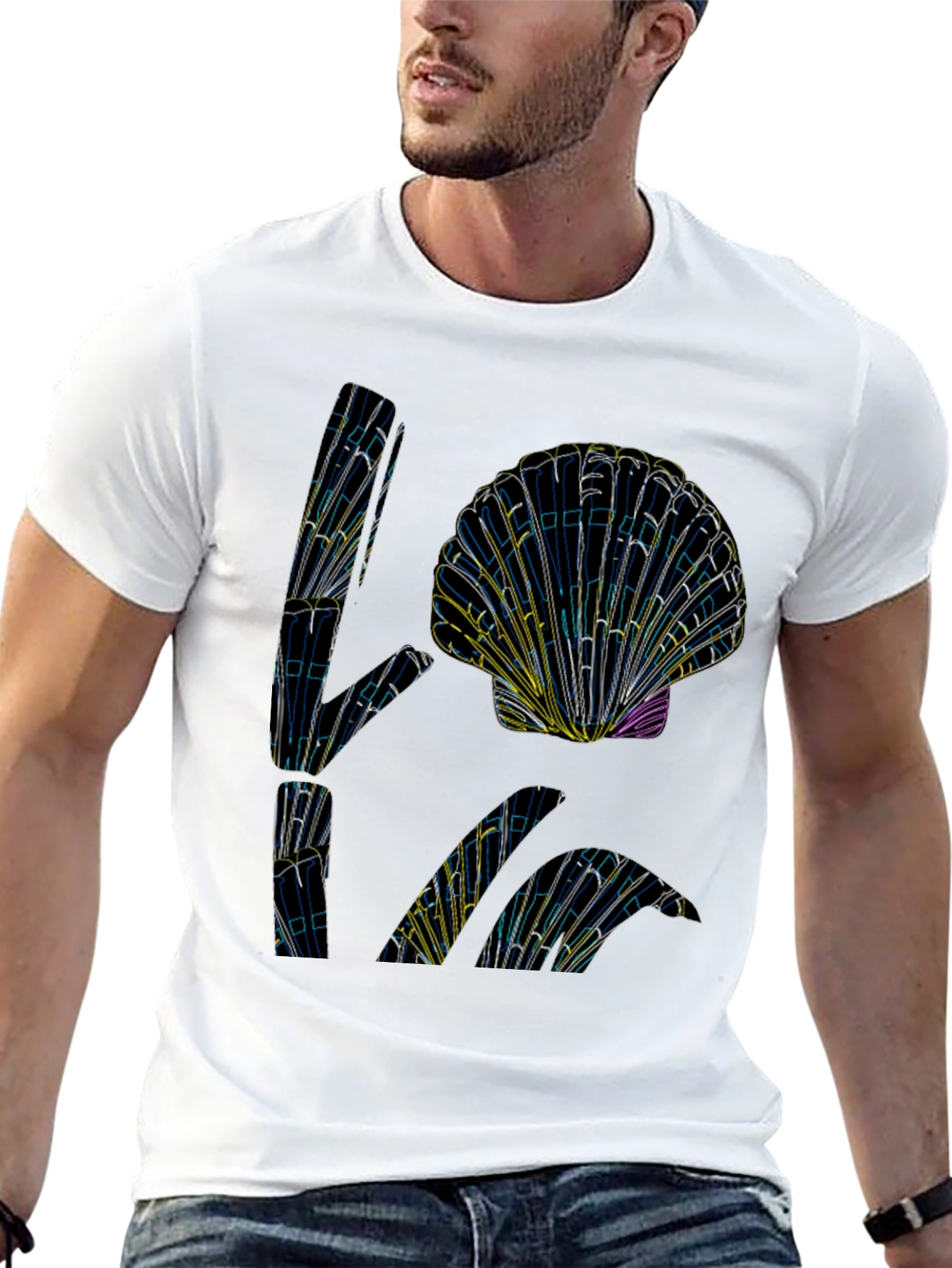 Black Abstract Seashell Graphic Tee - Black view 13