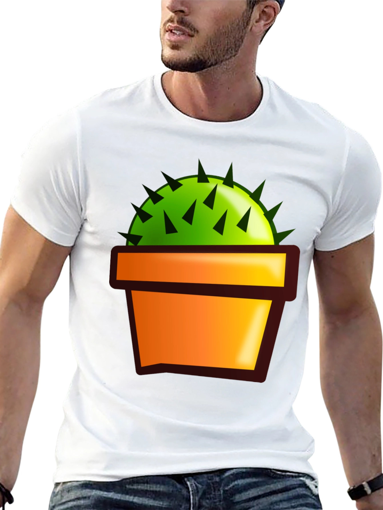 Black Cactus in Pot Graphic T-Shirt - Black view 13