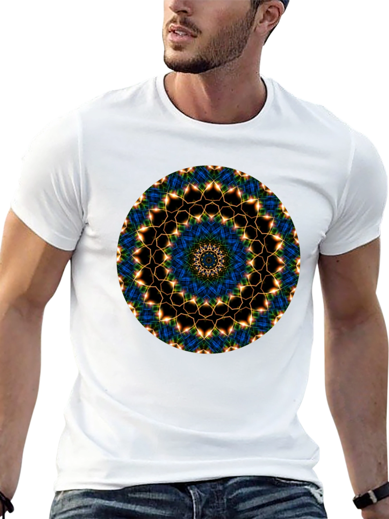 Black Mandala Graphic Tee - Black Cotton Blend view 13