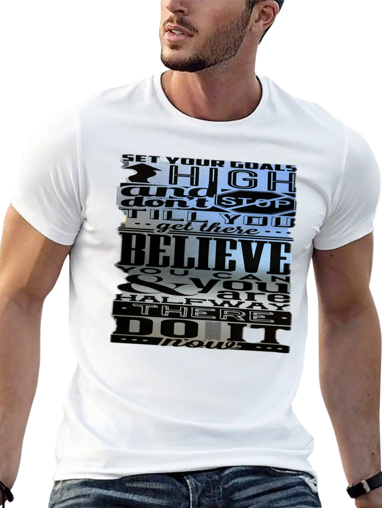 Motivational Graphic T-Shirt - Set High Goals - 13