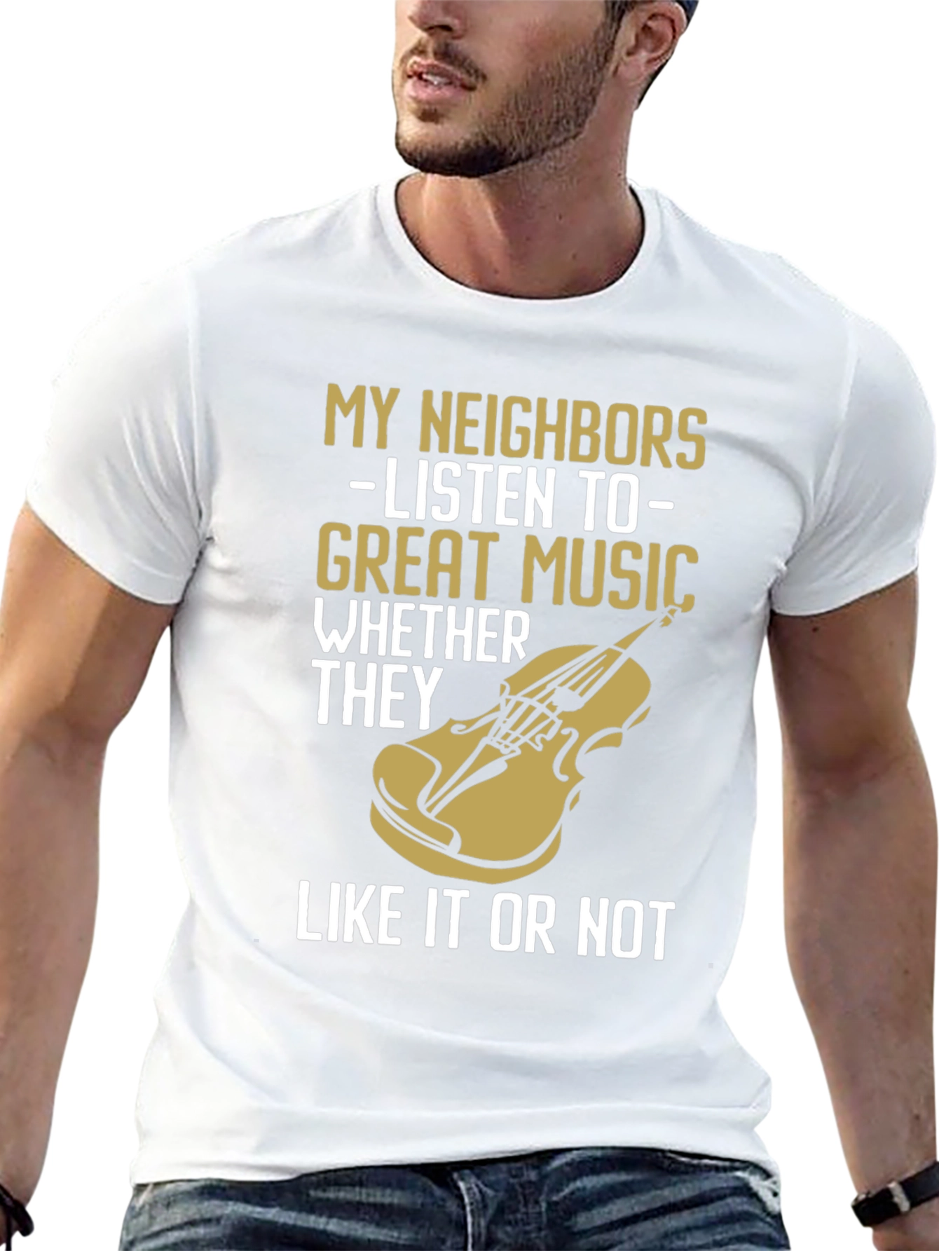 Black My Neighbors Listen To Great Music T-Shirt view 13