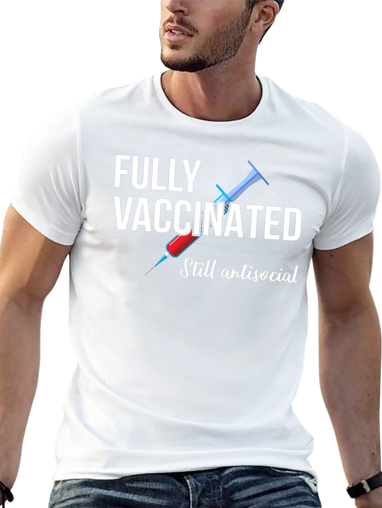 Black Fully Vaccinated Antisocial Graphic Tee view 13