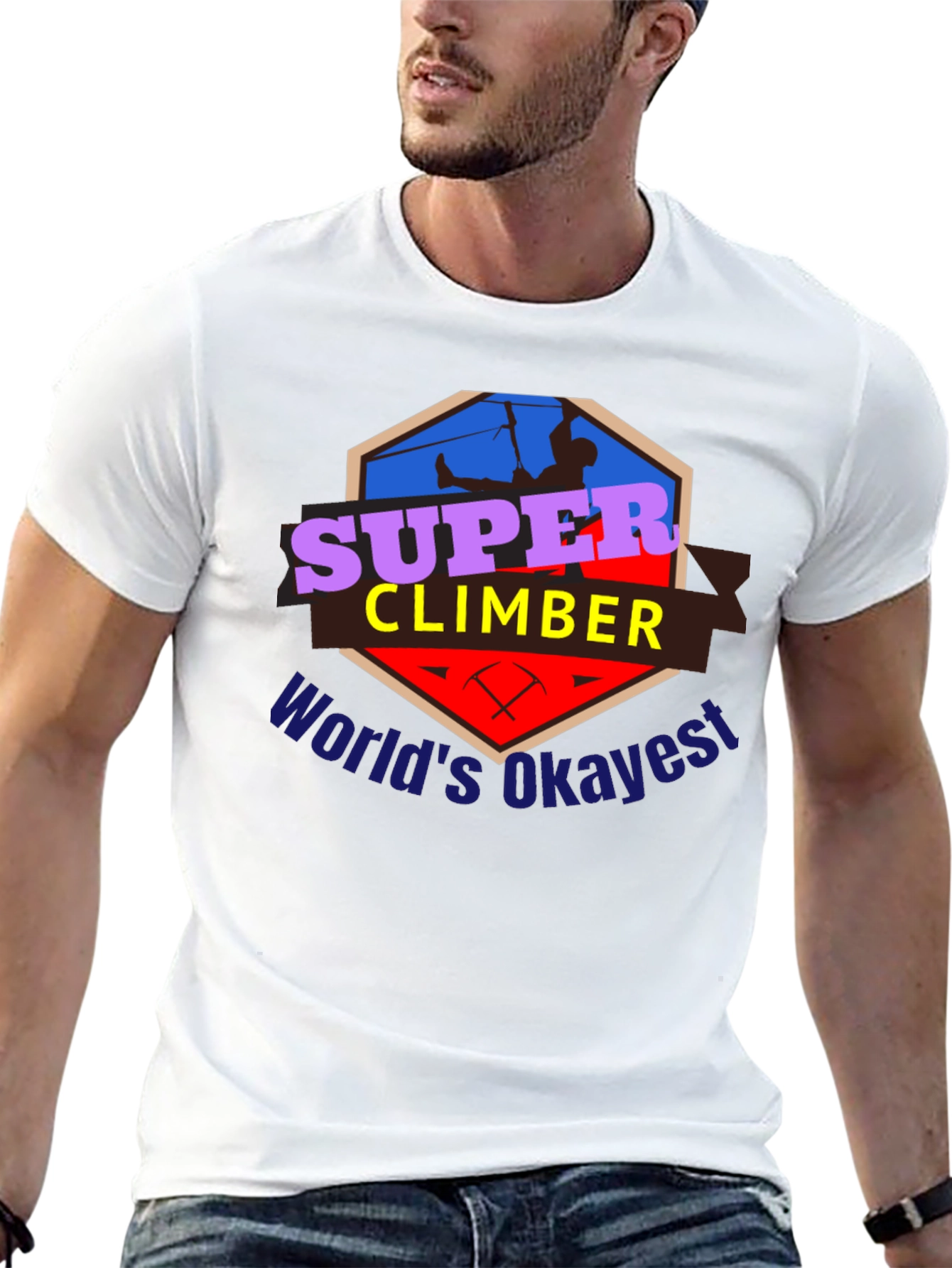 Black Super Climber T-Shirt - World's Okayest Climber Tee view 13