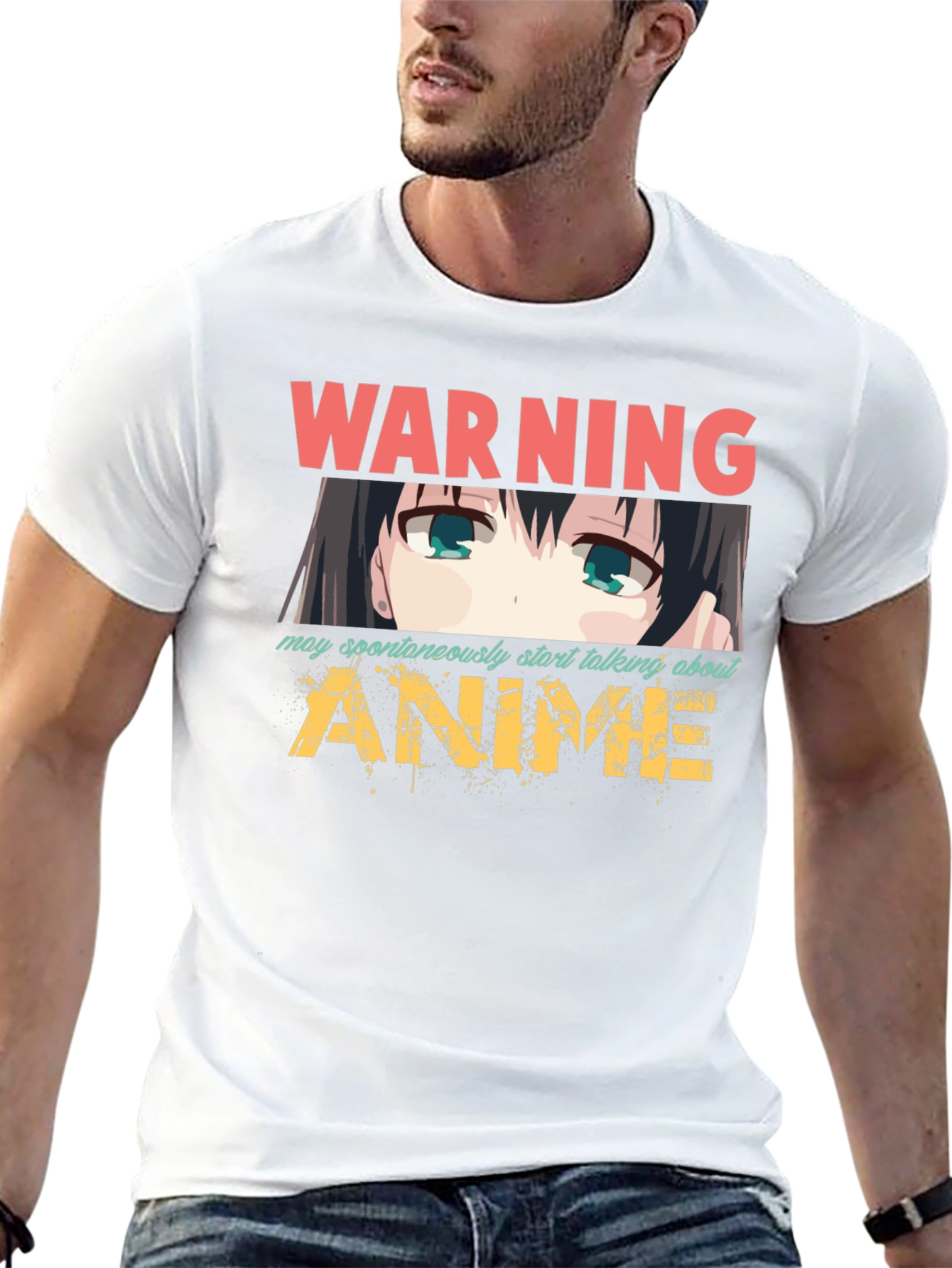 Black Warning Anime T-Shirt view 13