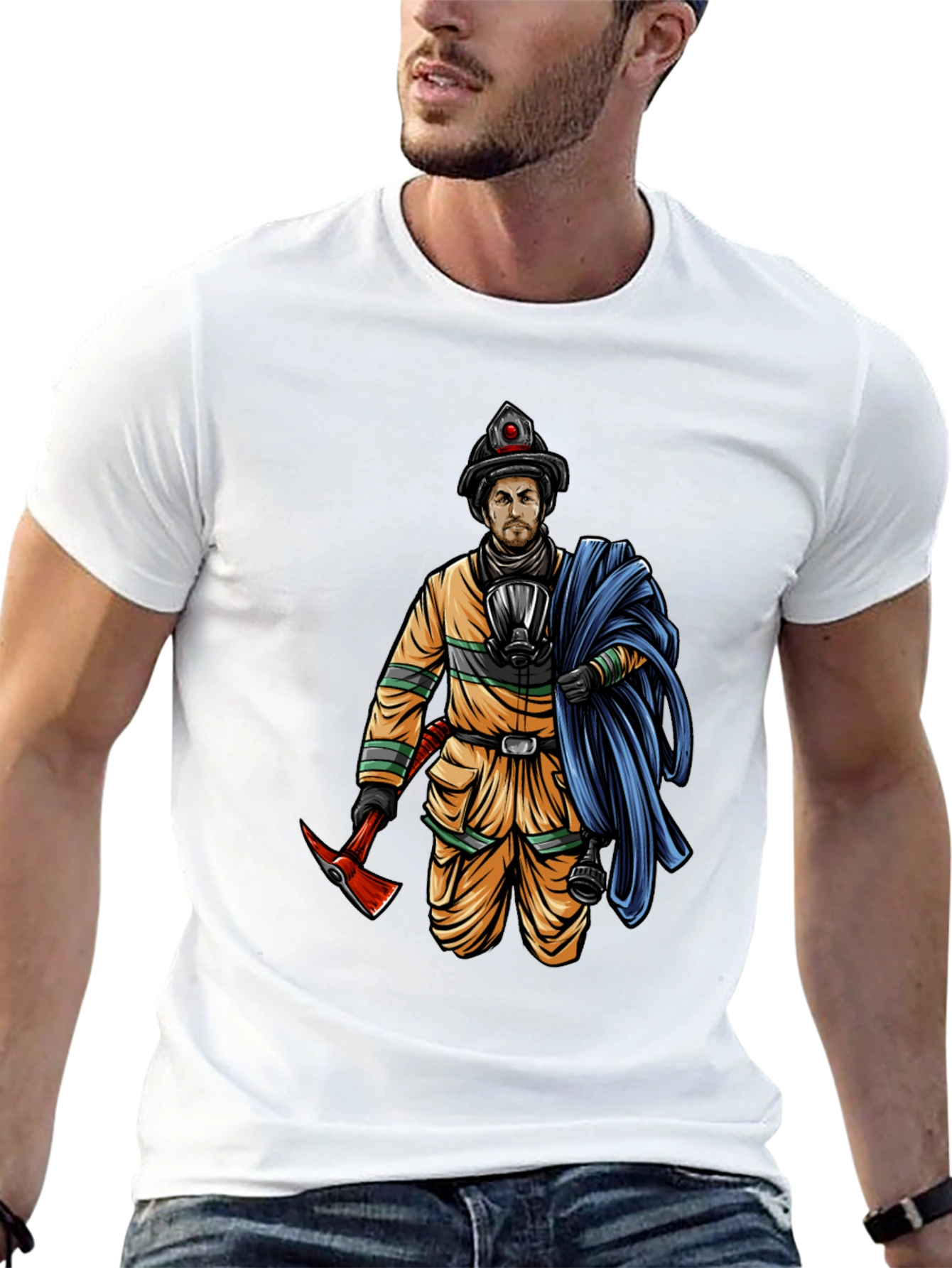 Black Firefighter Graphic Tee - Heroic Design view 13