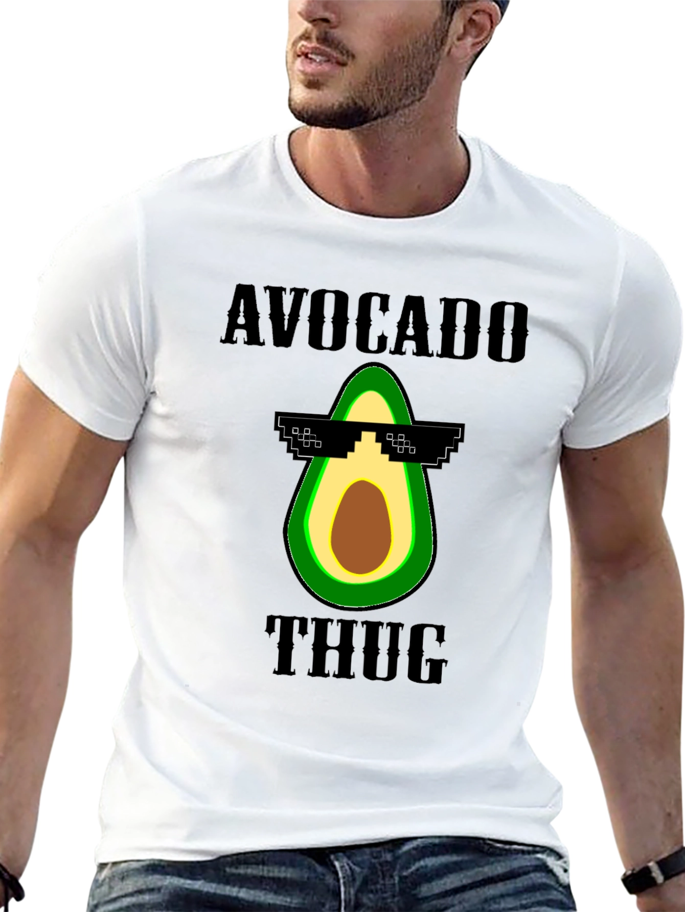 Black Avocado Thug Life Graphic Tee - Funny Novelty T-Shirt view 13