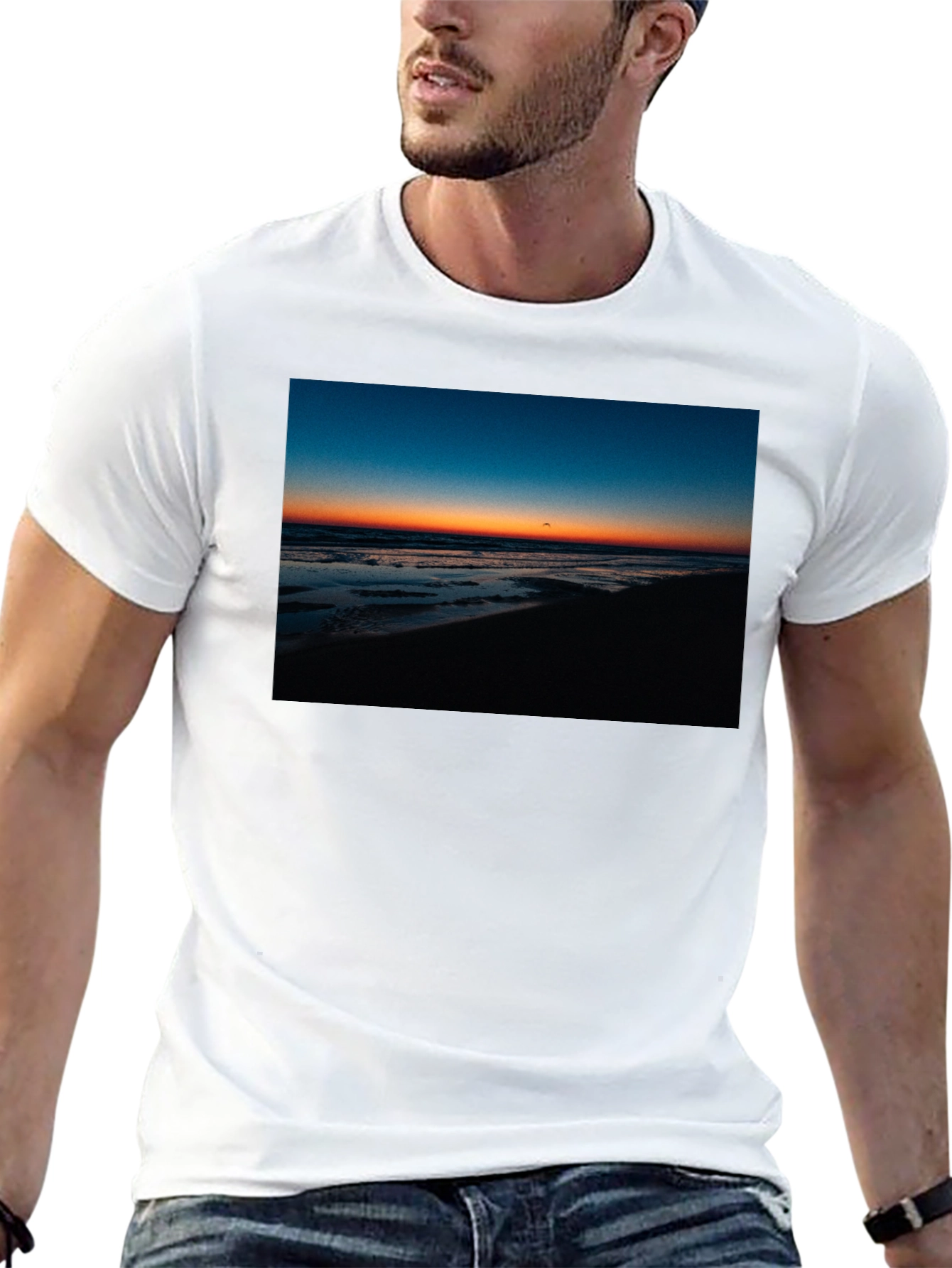 Black Sunset Beach Graphic Tee - Comfort Fit Black T-Shirt view 13
