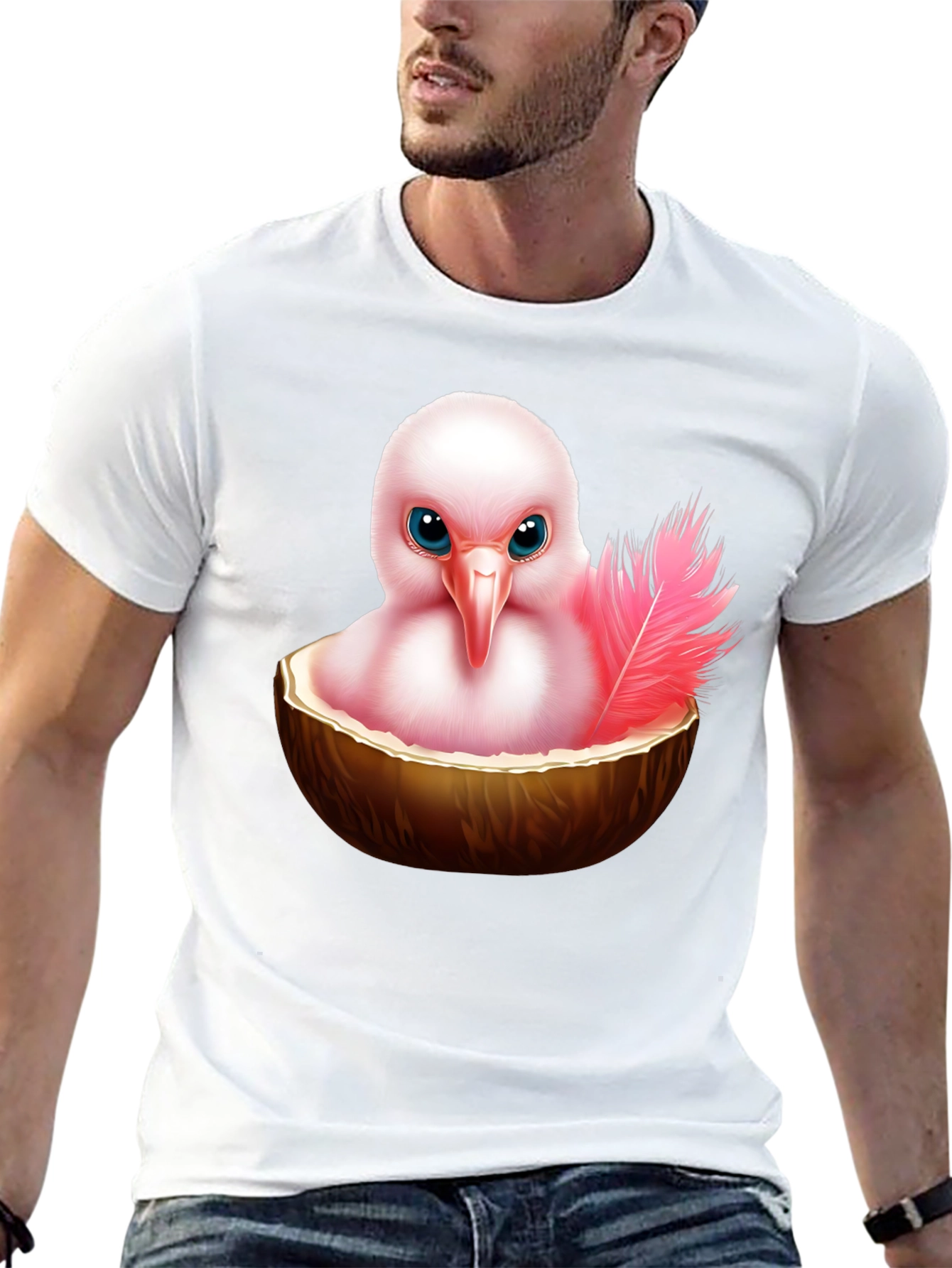 Humorous Bird in Coconut T-Shirt - 13