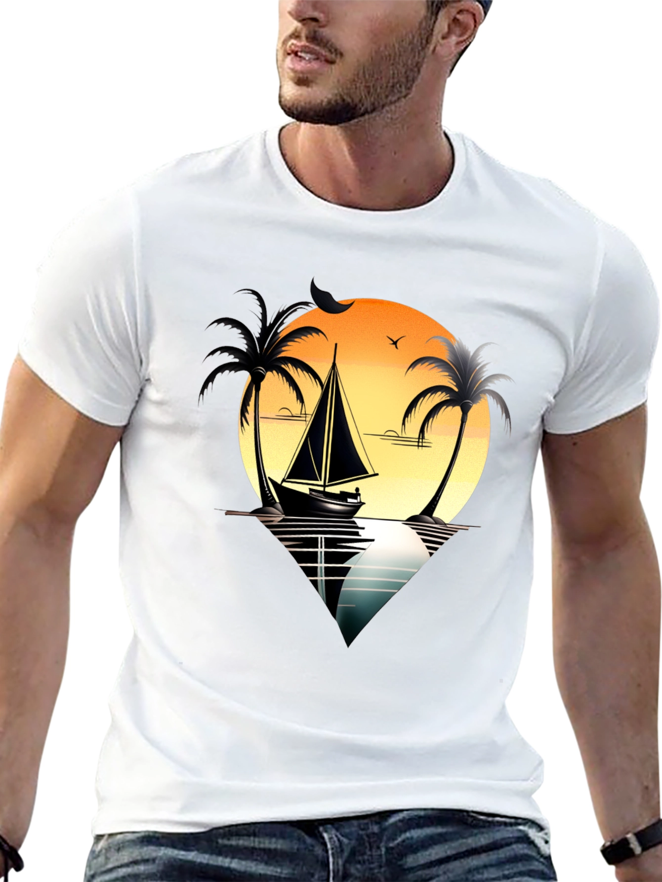 Black Sunset Sail T-Shirt view 13
