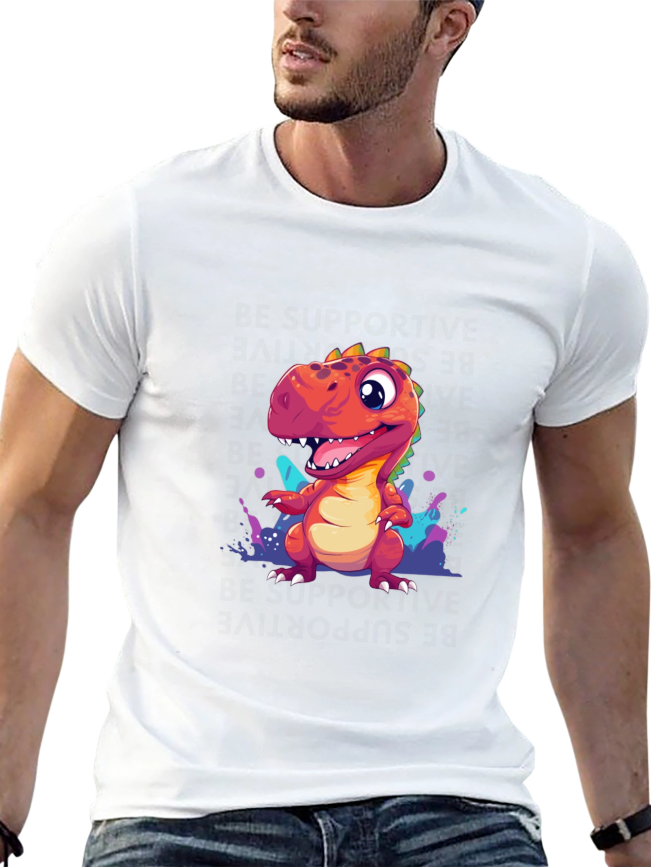 Black Cute Dinosaur T-Shirt - Graphic Tee for Dino Lovers view 13