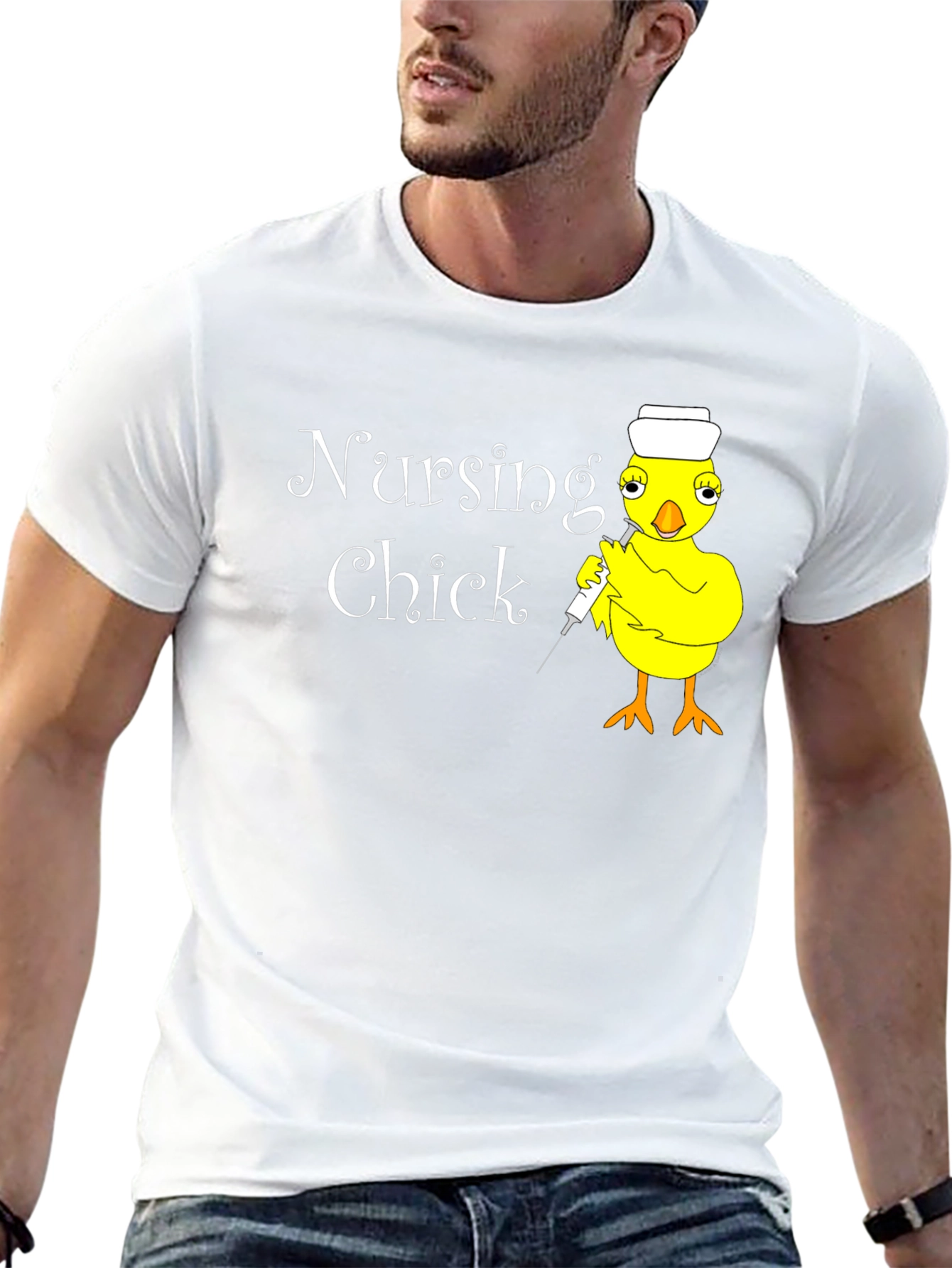 Black Nursing Chick T-Shirt - Funny Nurse Apparel view 13
