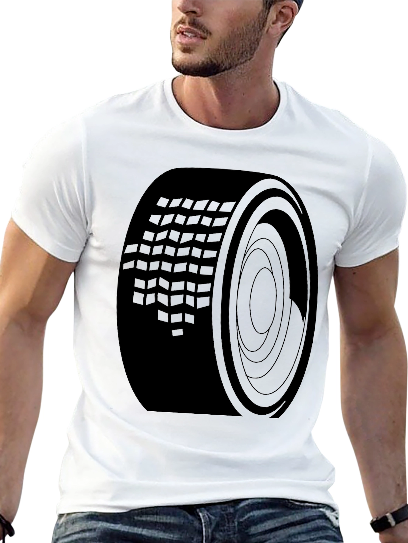 Black Black Tire Tread Graphic Tee - Modern Style view 13