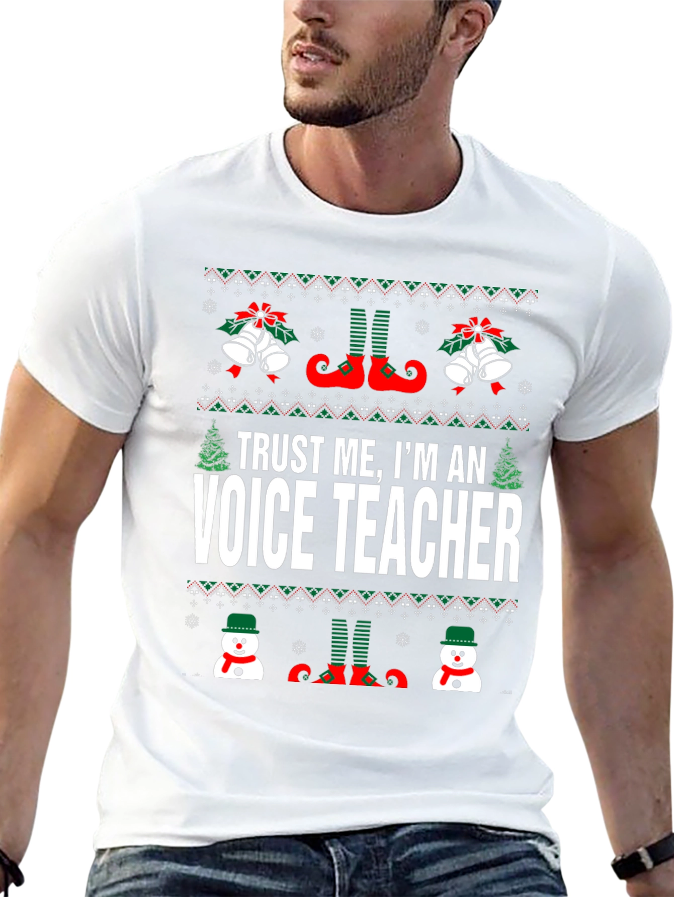 Black Funny Voice Teacher Christmas T-Shirt view 13