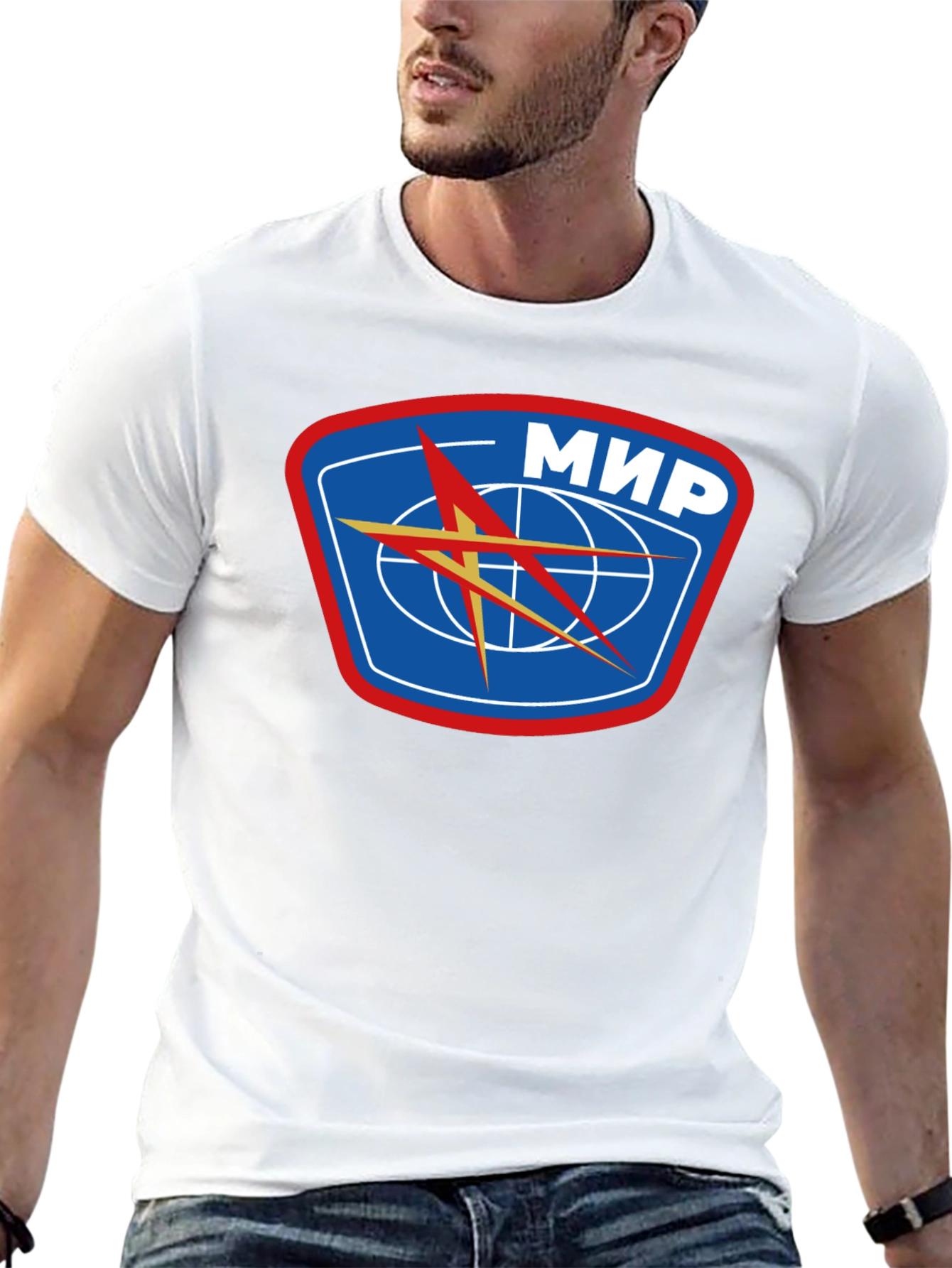 Black Retro MIR Space Station Black T-Shirt view 13