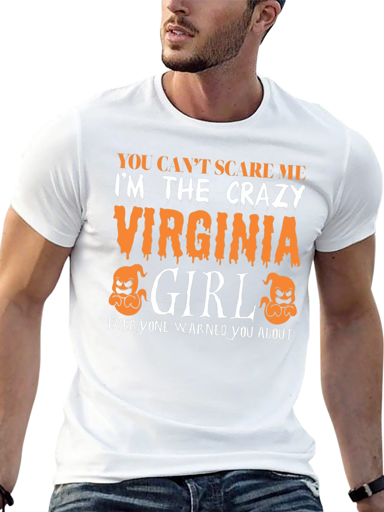 Black Crazy Virginia Girl Halloween T-Shirt view 13