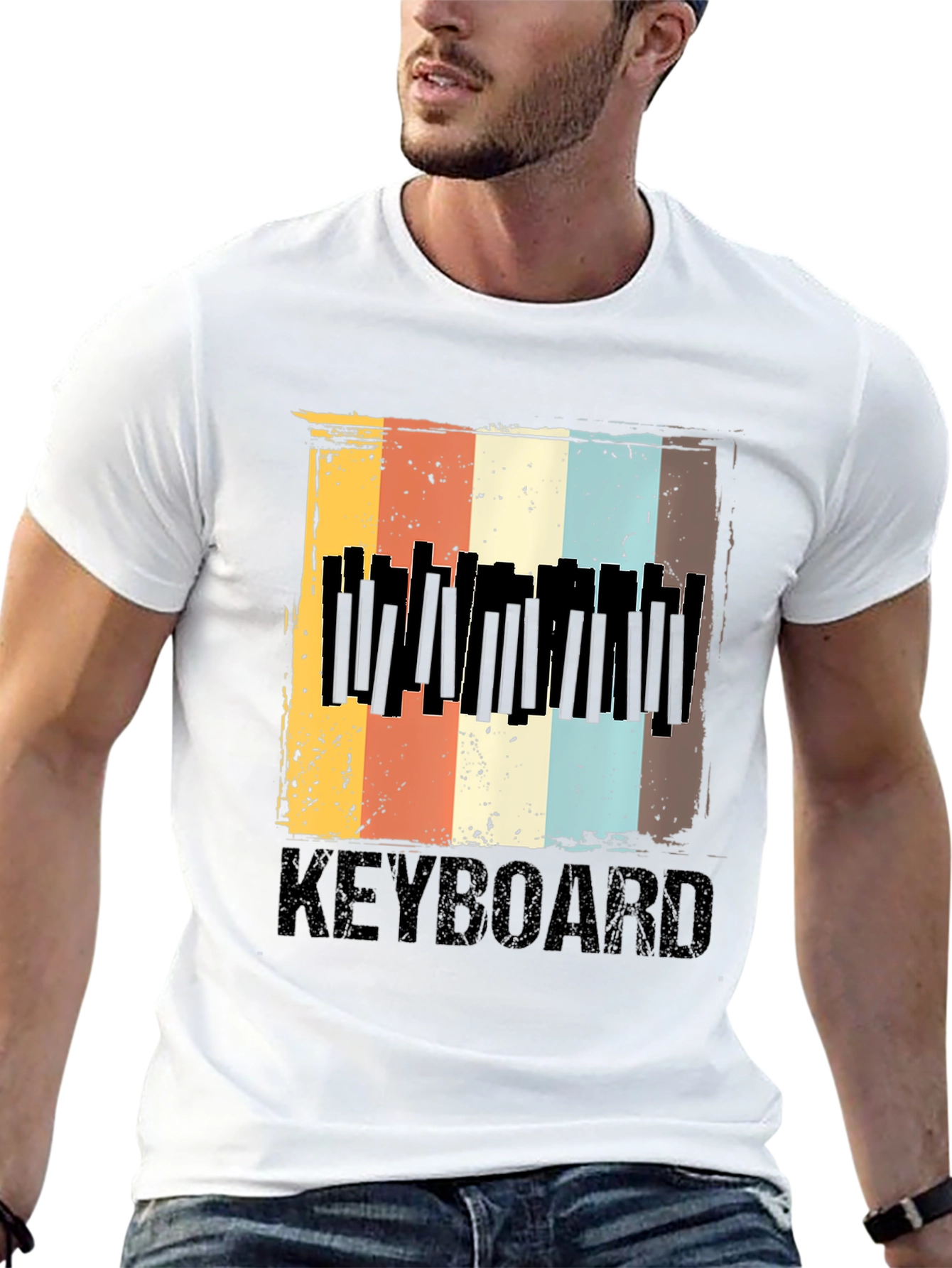 Black Vintage Keyboard T-Shirt - Retro Music Lover Tee view 13